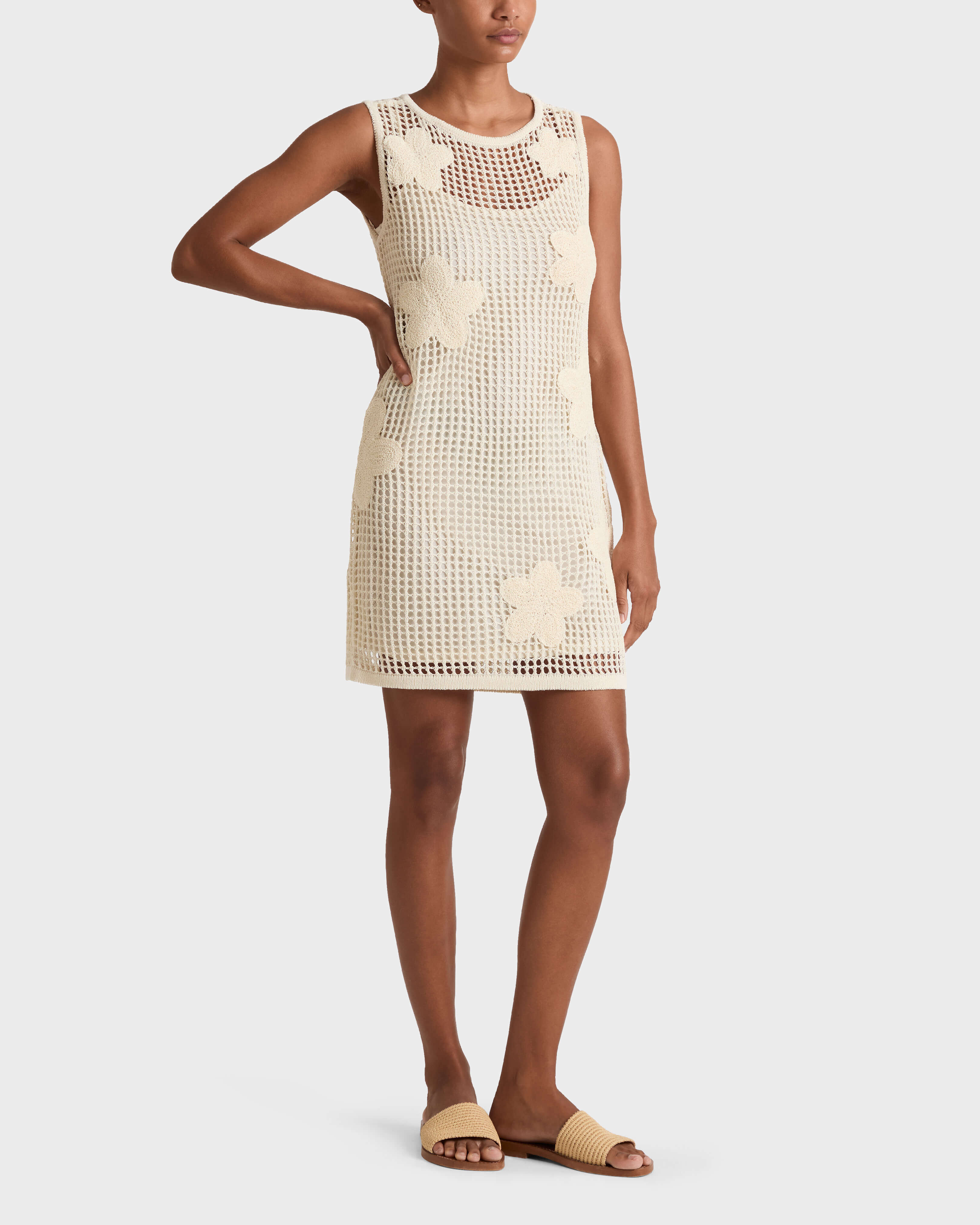 Abito da spiaggia in crochet donna GESSO frontworn view