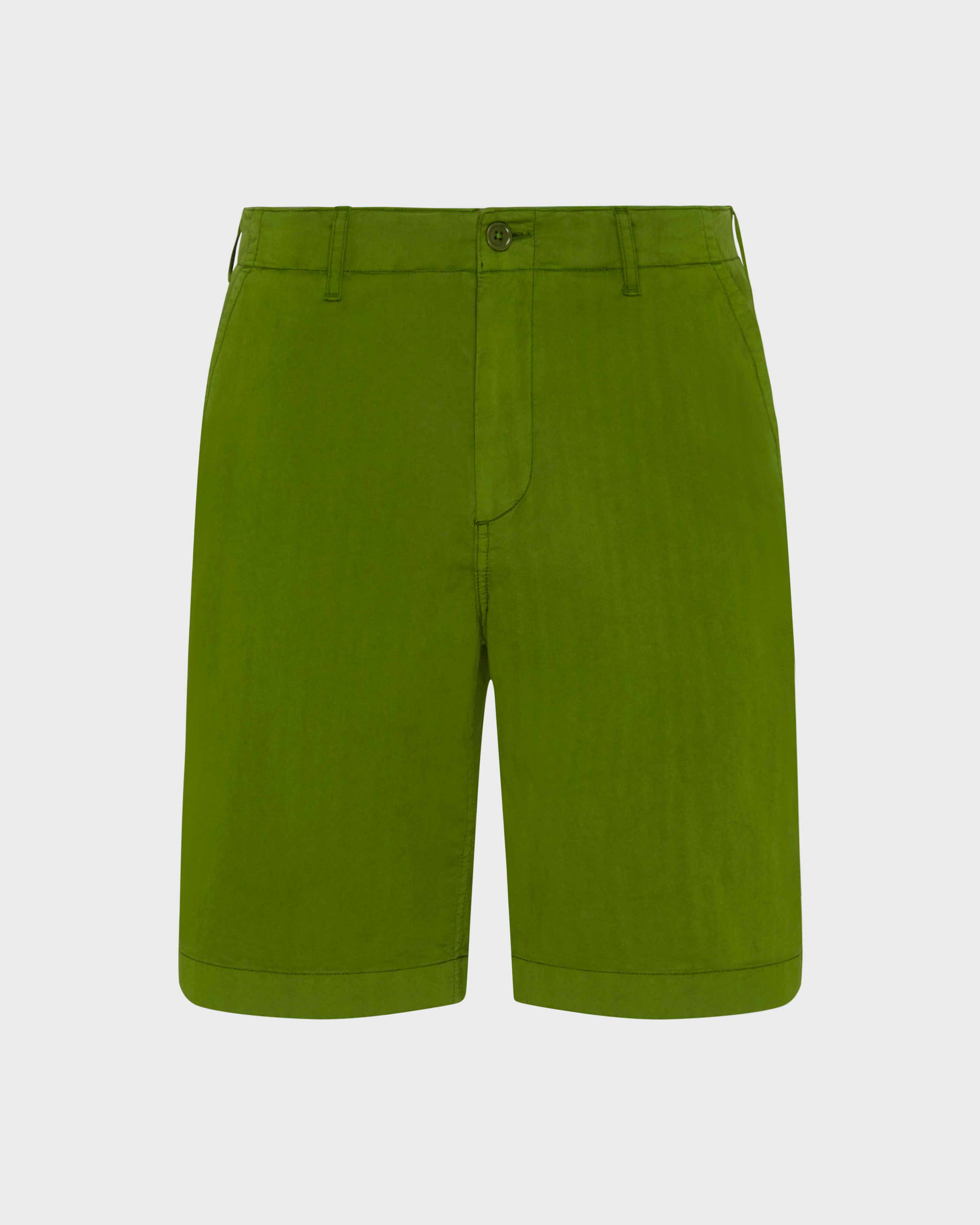 Bermuda en coton satin homme uni MILITAIRE front view