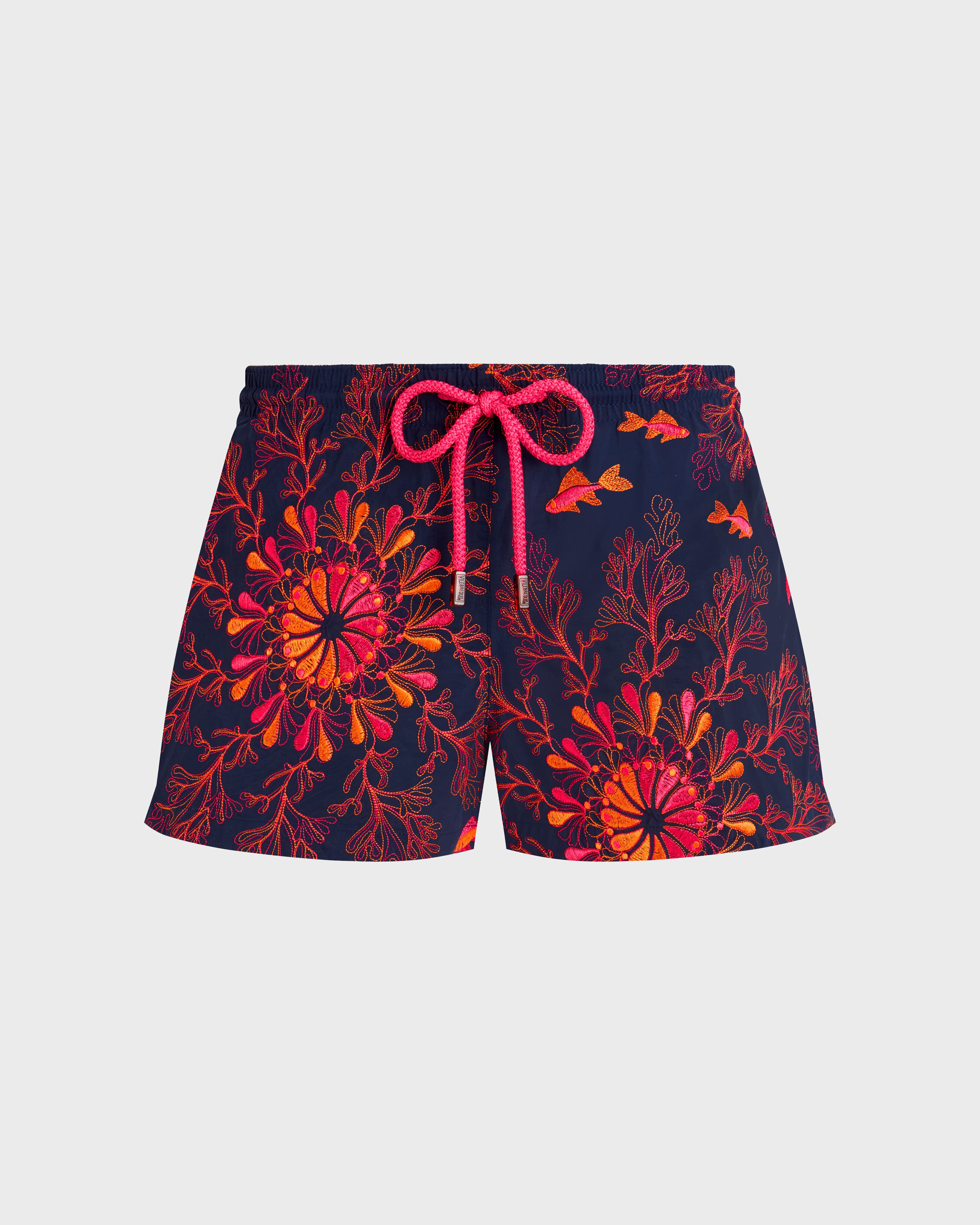 Badeshorts mit Mandala-Stickerei für Damen – Limitierte Serie MARINEBLAU front view