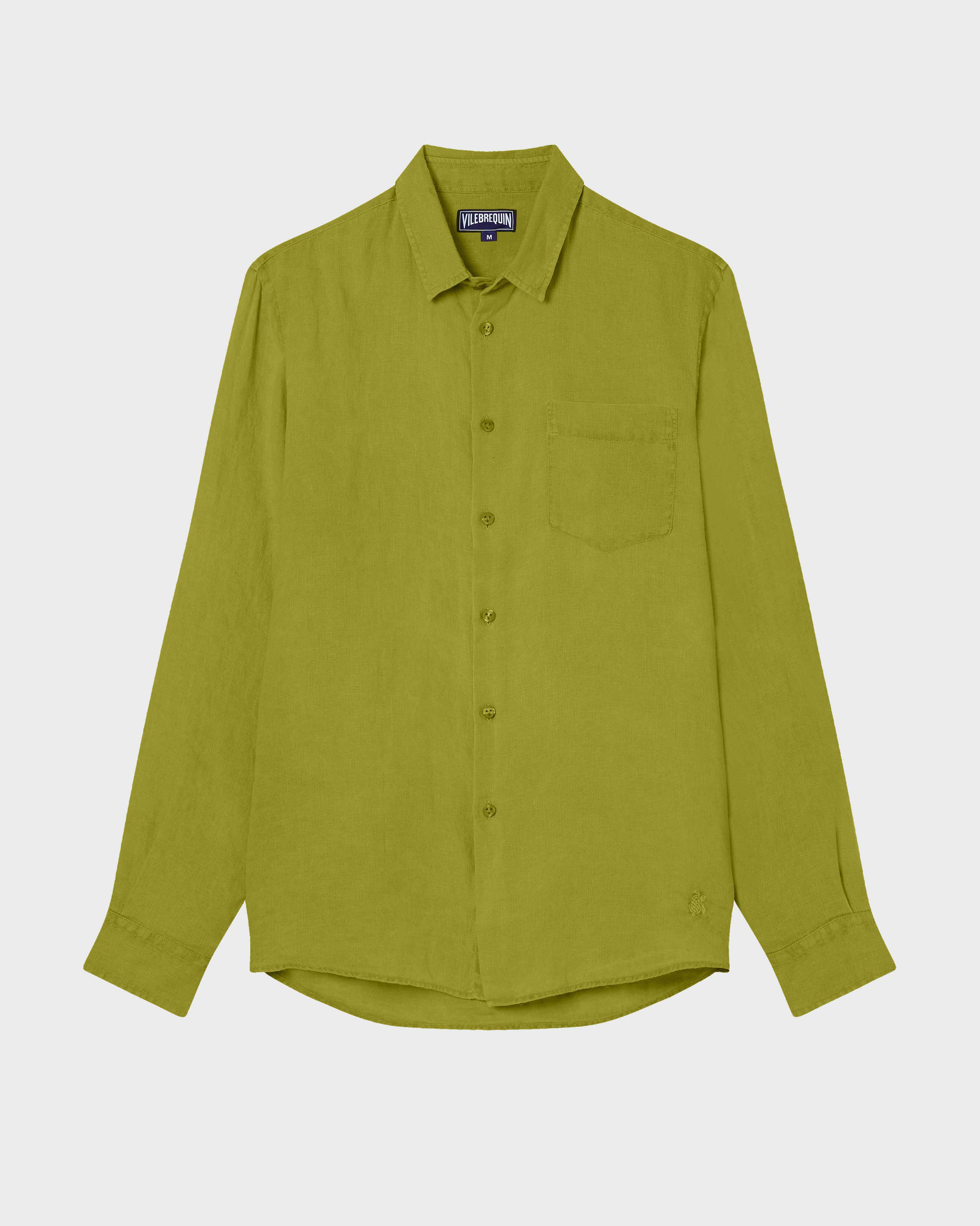 Chemise en lin homme unie ABSYNTHE front view