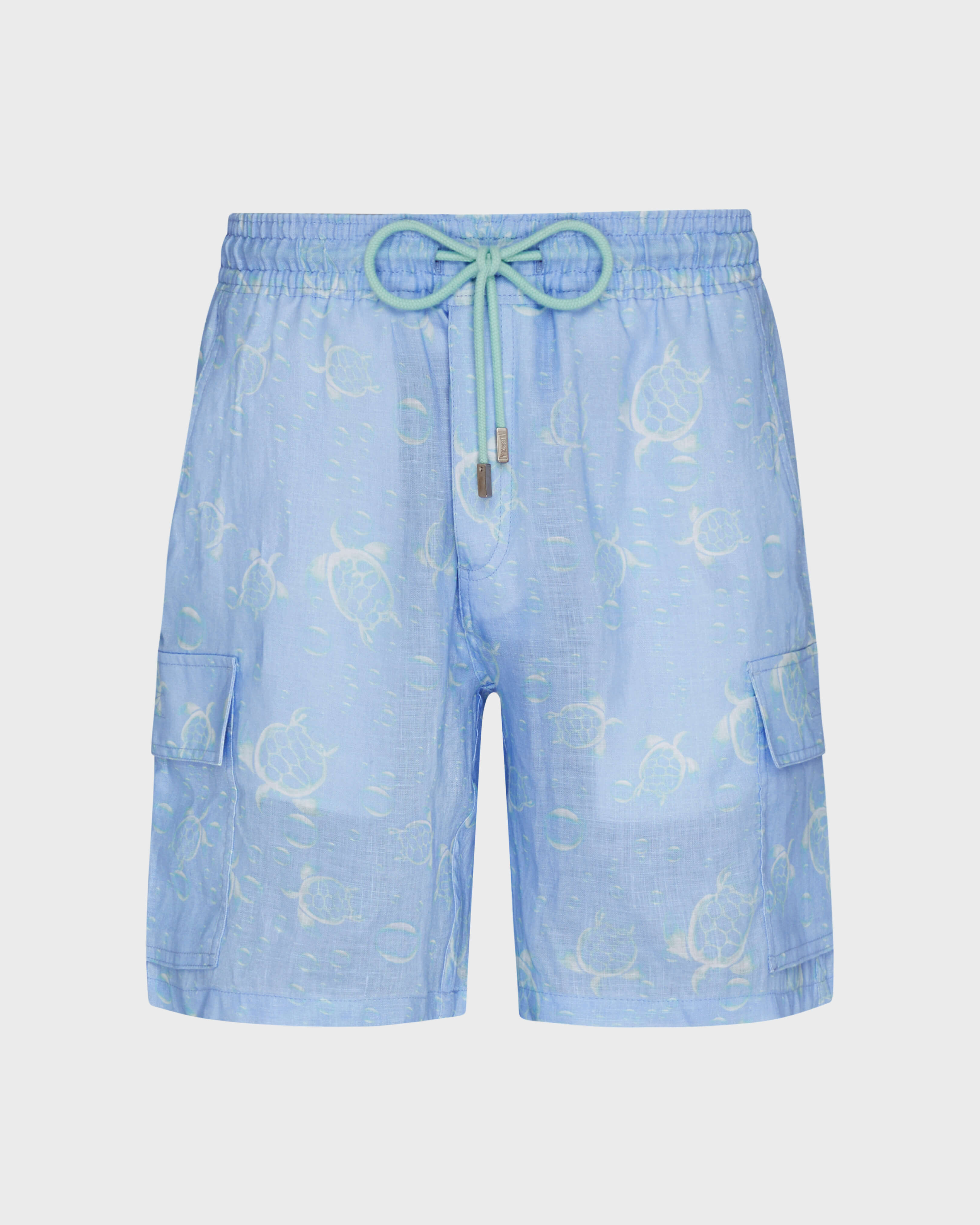 Bermuda uomo in lino Bubbles Turtles 3D CLOUDY front view