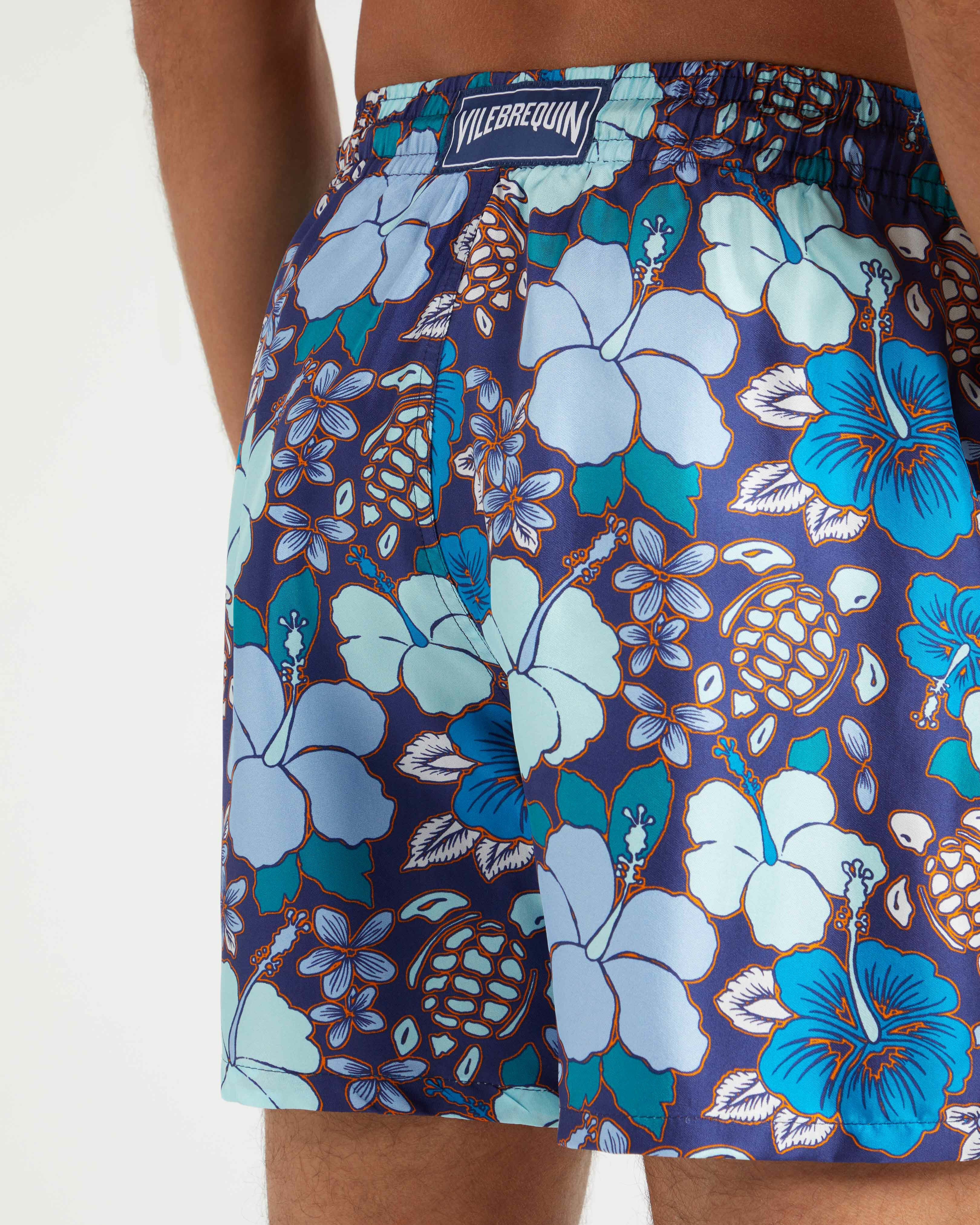 Men Silk Bermuda Shorts Tropical Turtles MIDNIGHT supp2 view