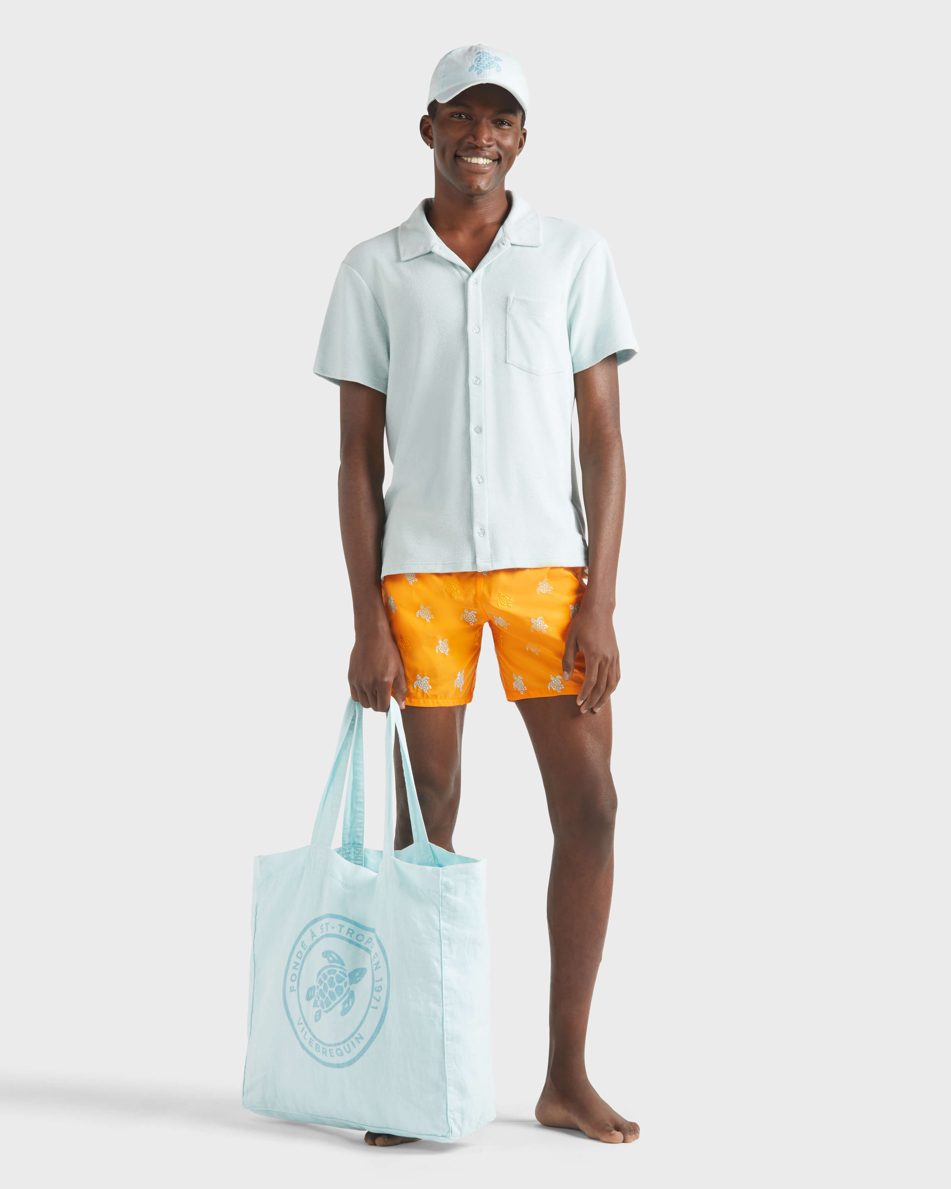 Men Swim Trunks Embroidered Micro Ronde des Tortues Diagonale - Limited Edition CARROT supp1 view