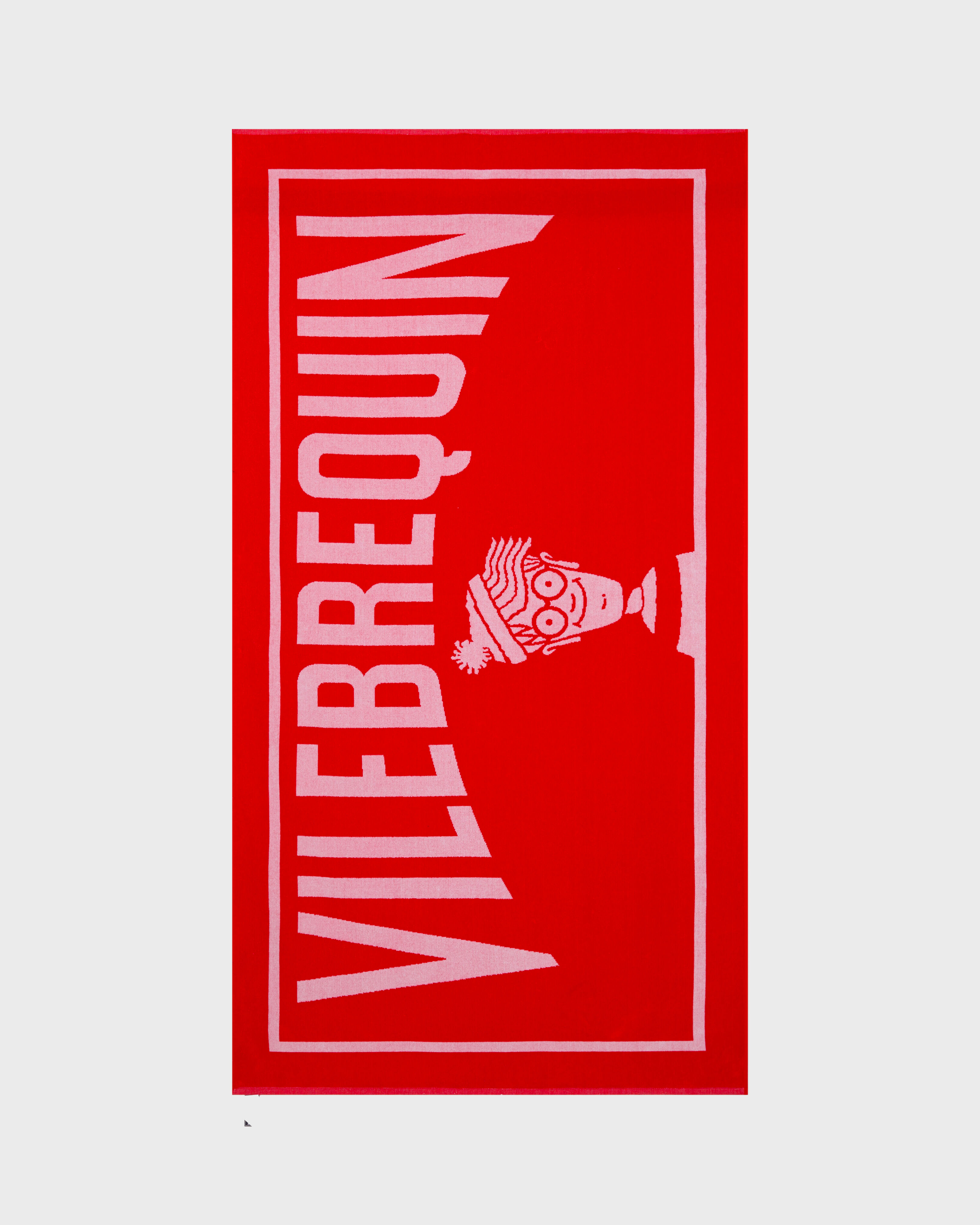 Cotton Jacquard Beach Towel - Vilebrequin x Where's Wally? POPPY RED front view