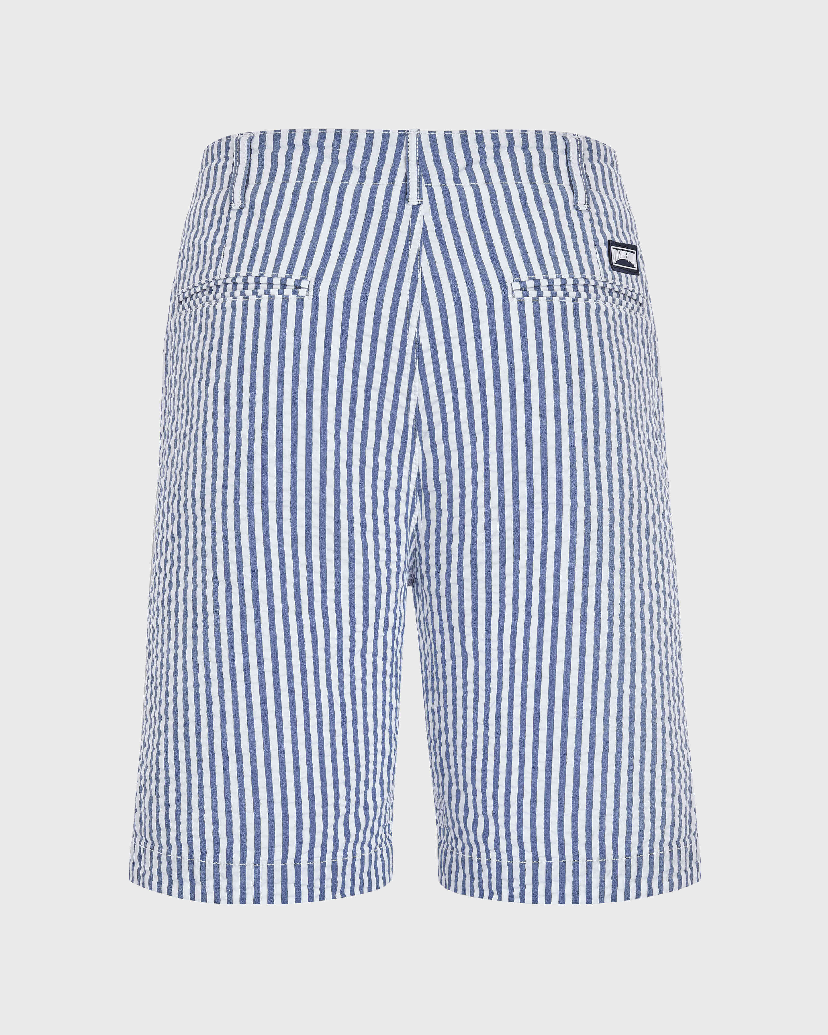 Bermuda chino en coton homme Seersucker BLEU JEAN back view