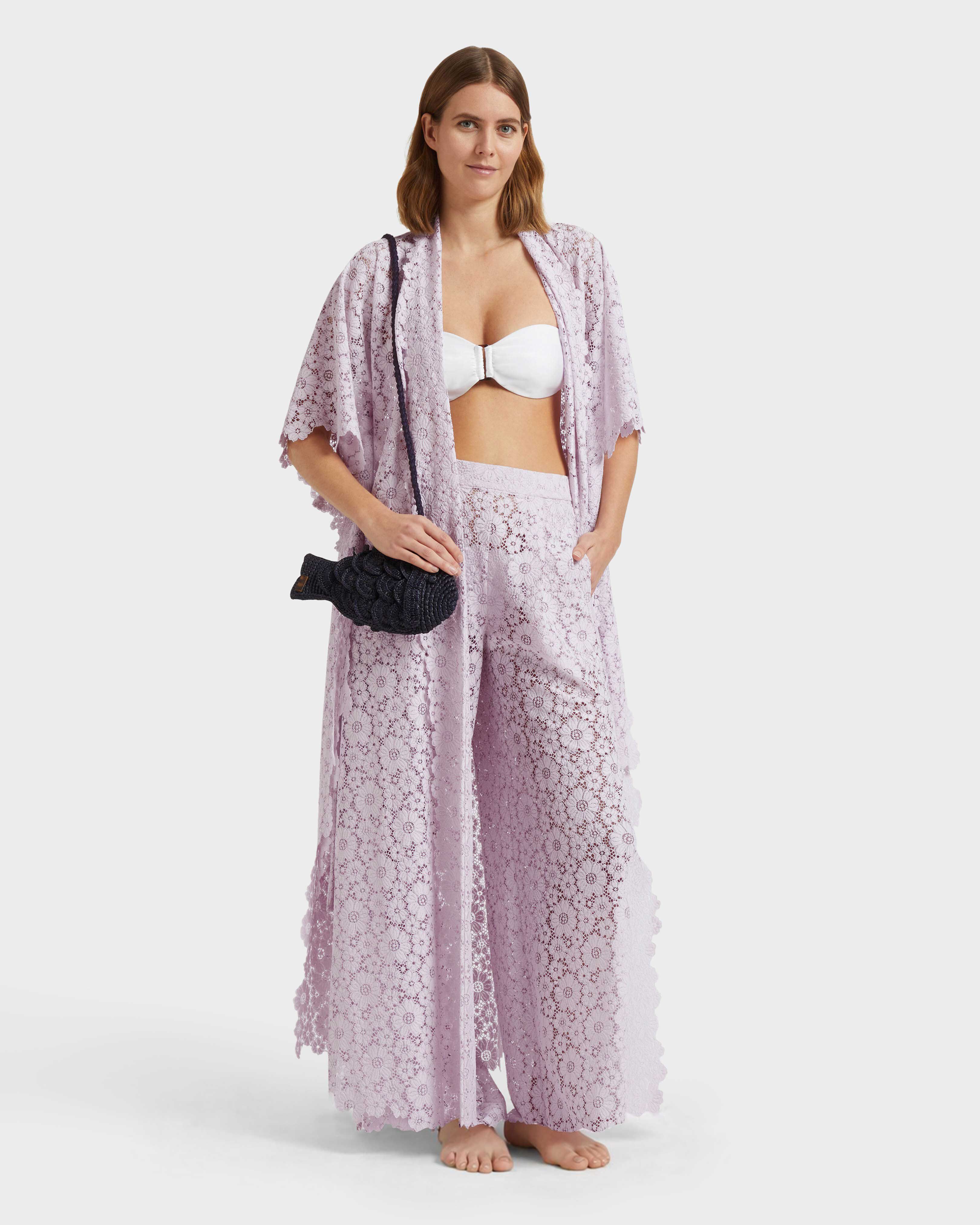 Women Pants Flowers Lace PETALE / PINK supp1 view