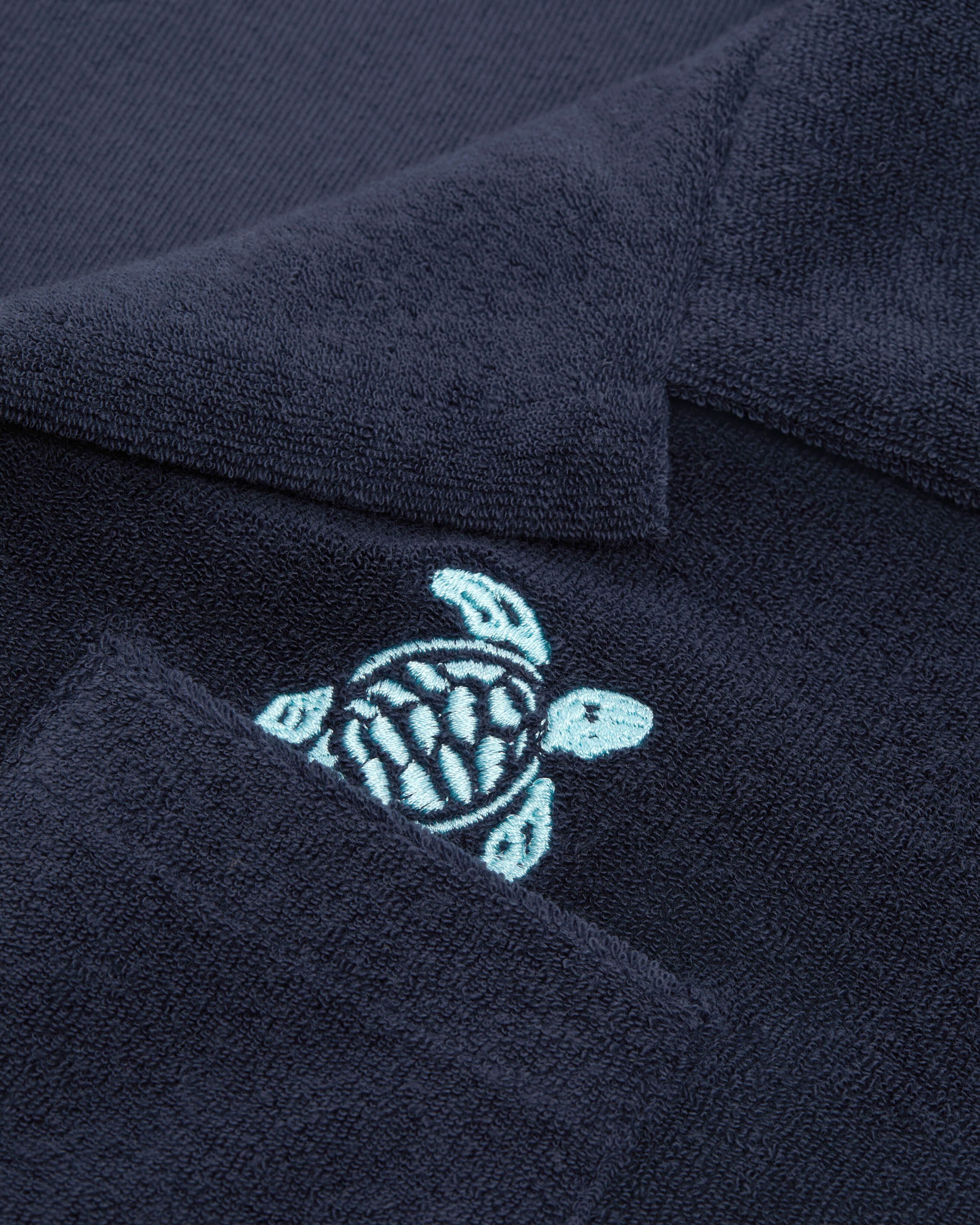 Camisa de bolos de tejido terry con bordado de tortuga para niño AZUL MARINO look1 view