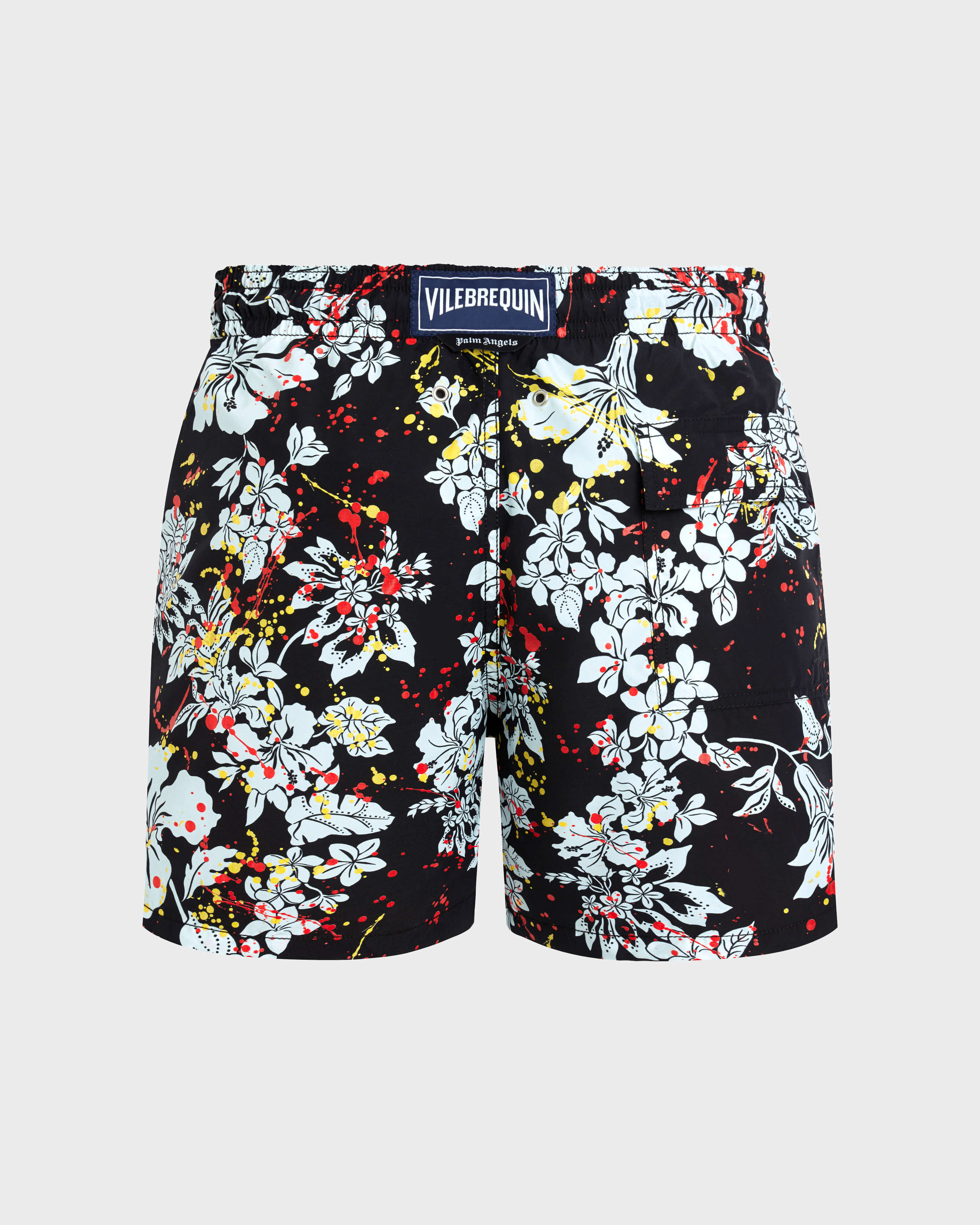 Men Swim Shorts Flower Splash - VBQ x Palm Angels BLACK back view