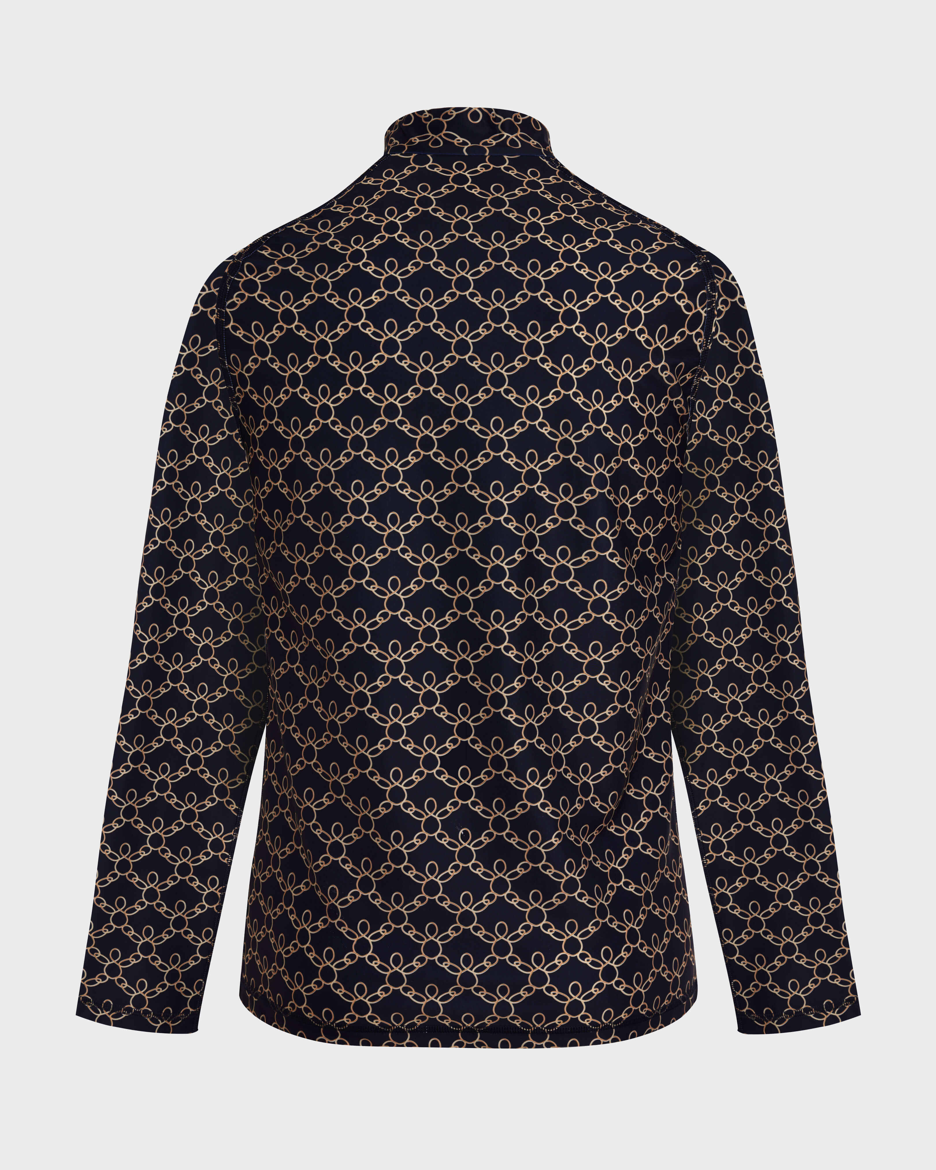 Men Zipped Long Sleeves Rashguard Turtles Chain NAVY back view