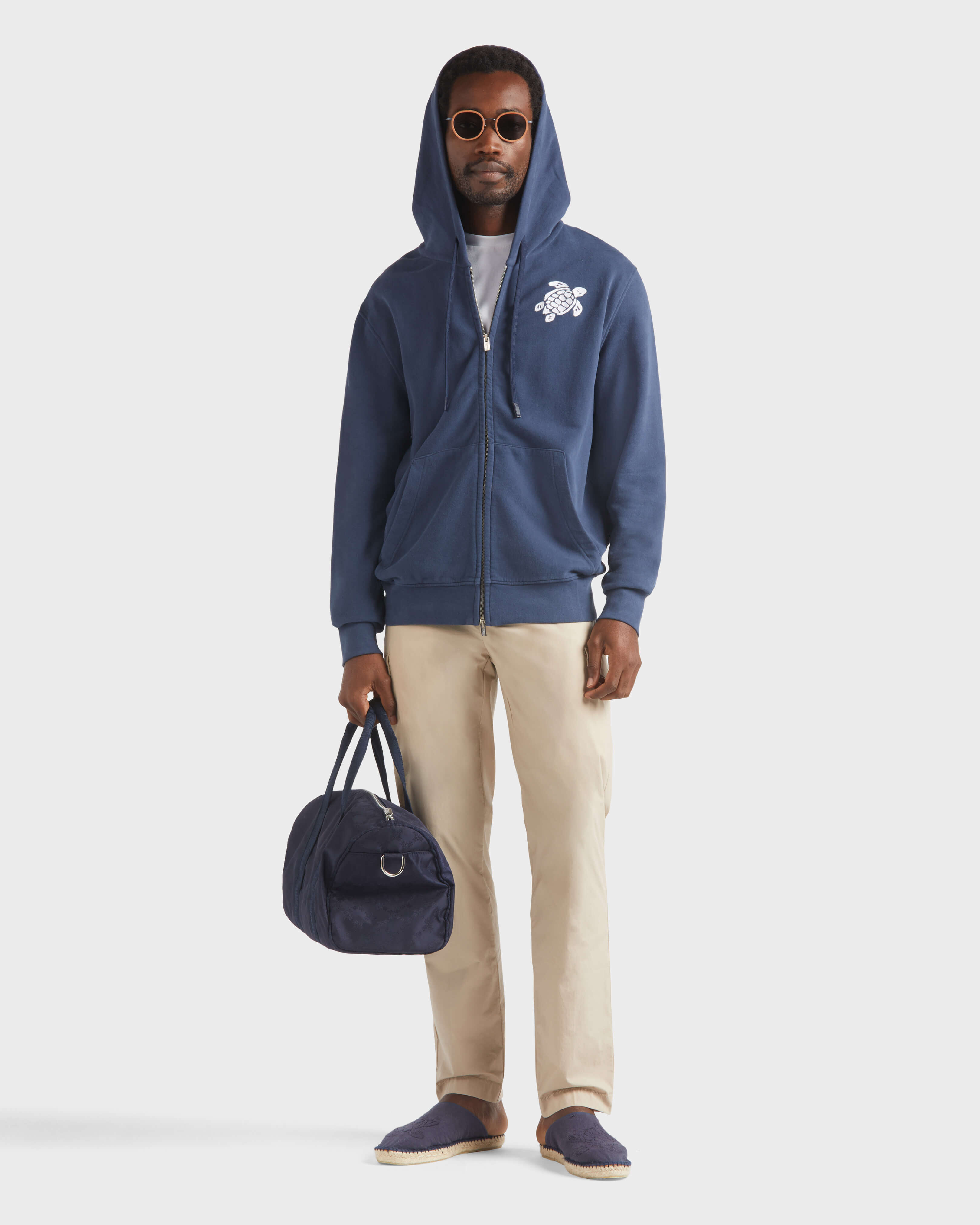 Men Cotton Full Zip Cardigan Turtle NAVY supp1 view