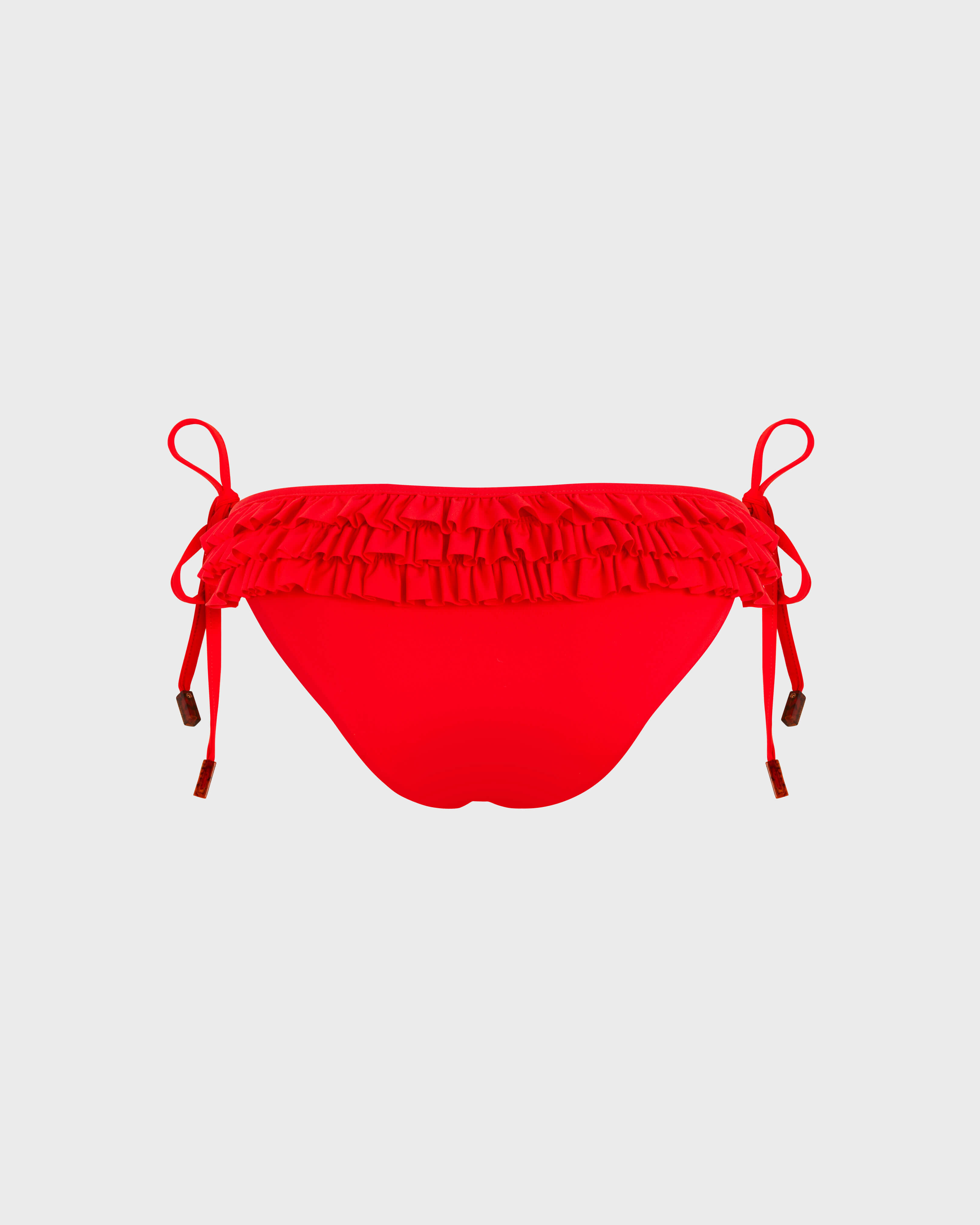 Women Side Tie Mini Bikini Bottom Solid POPPY RED back view