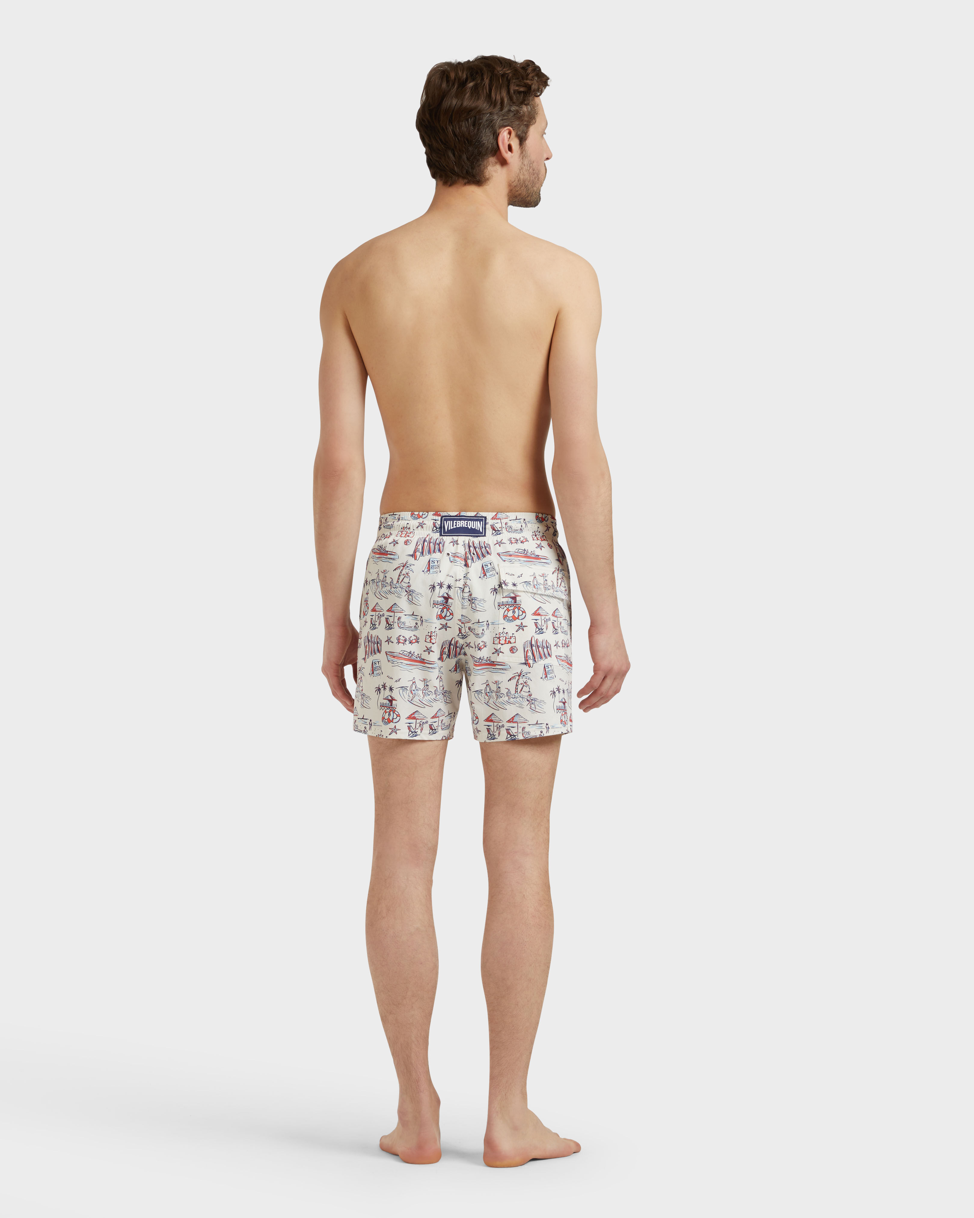 Men Stretch Swim Shorts Family Beach- Vilebrequin x St Regis 066 backworn view