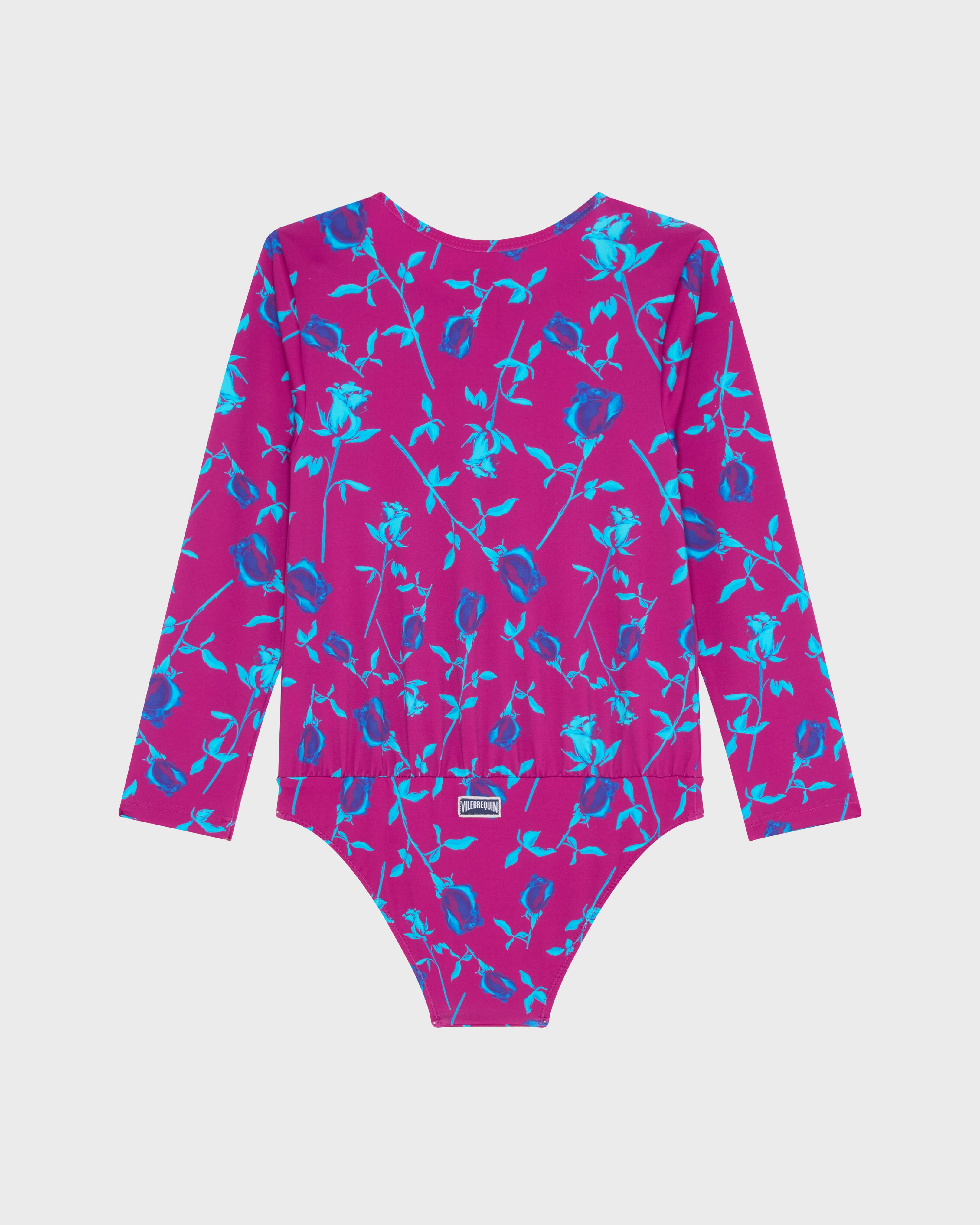 Bañador de una sola pieza con estampado Roses para niña MORADO back view