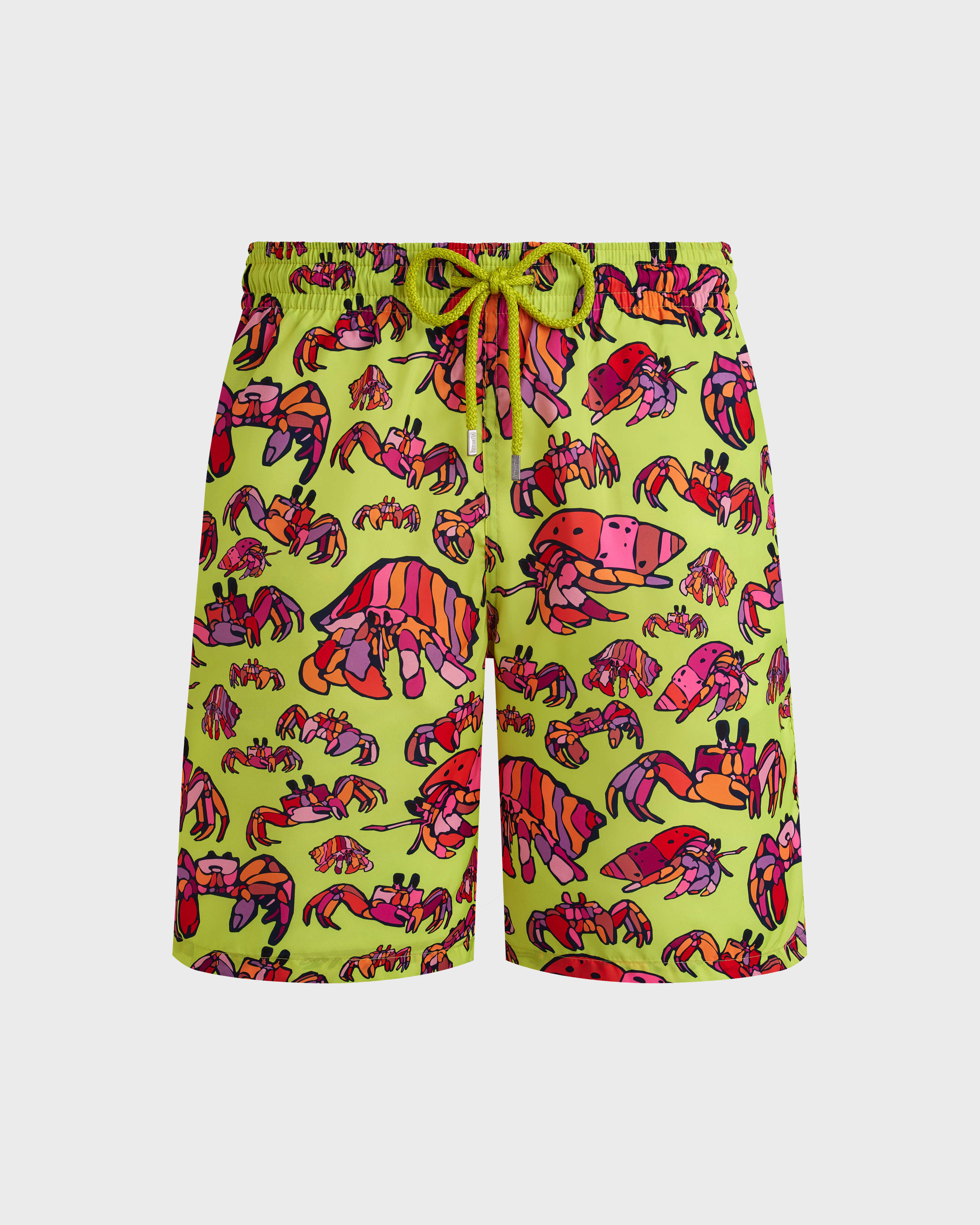 Men Long Ultra-light and packable Swim trunks Hermit Crabs CHARTREUSE front view