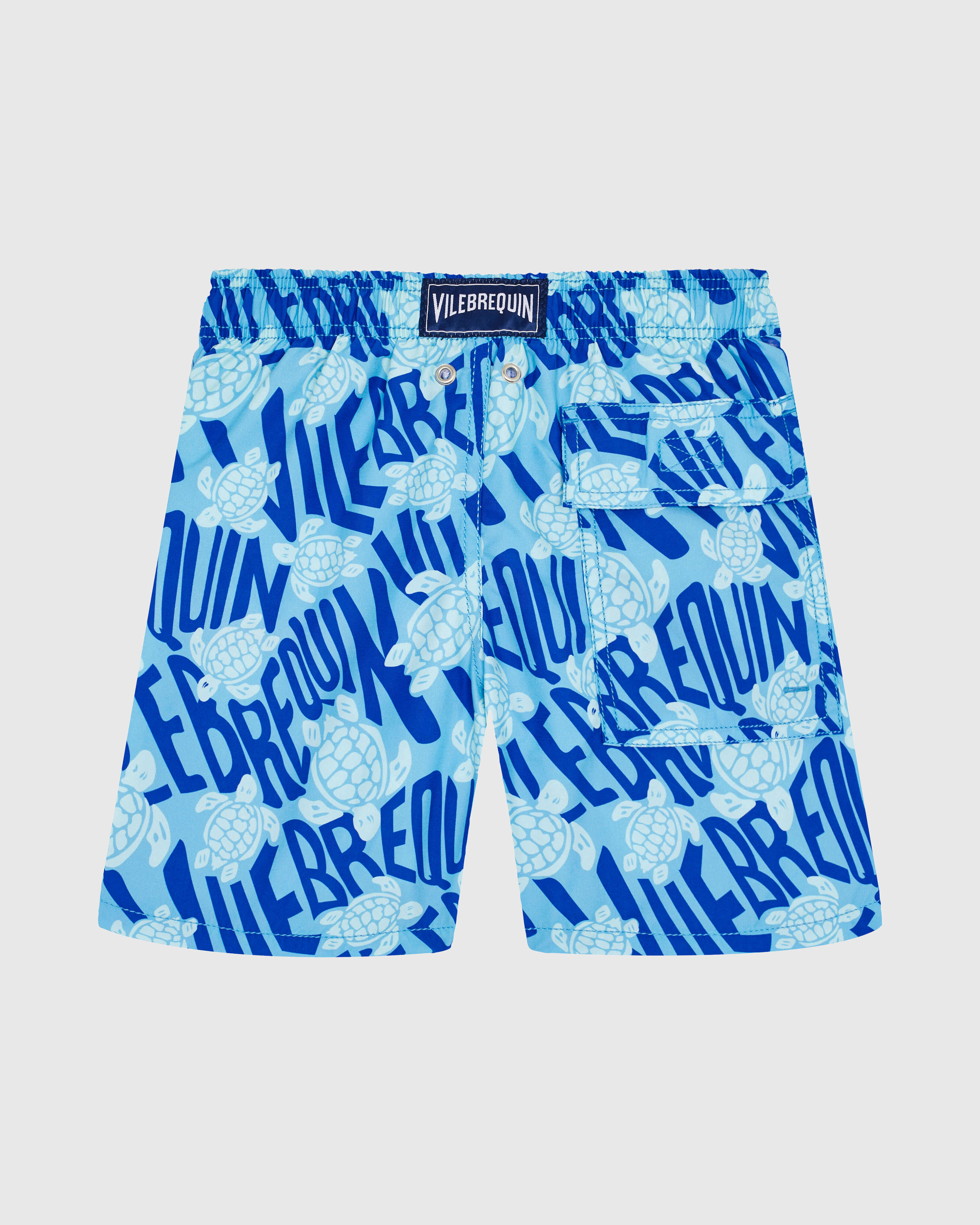 Boys Swim trunks Ronde des Tortues Logo BLUE TOPAZ back view