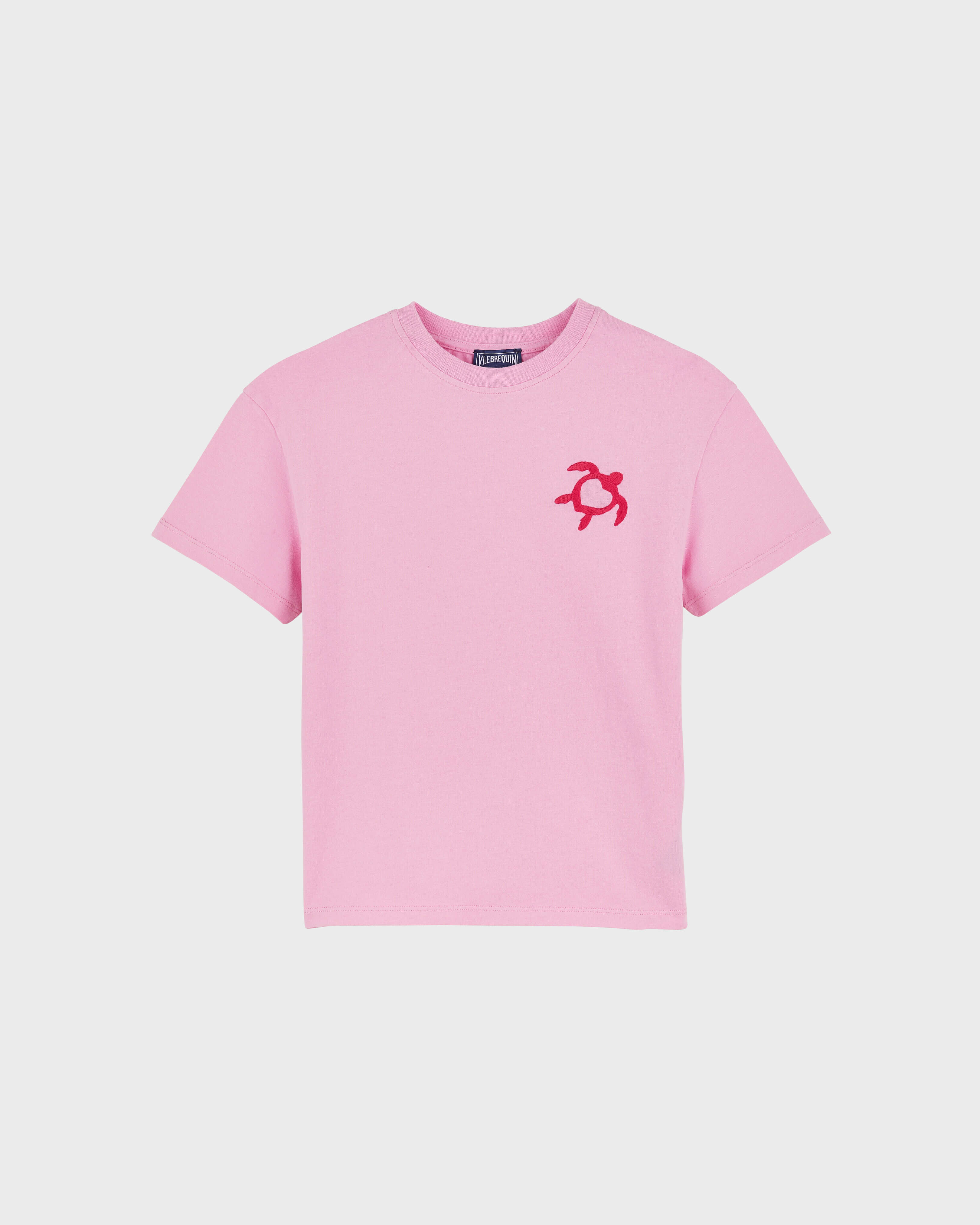 Organic Cotton T-shirt Embroidered Turtle Heart Tahiti PETUNIA front view