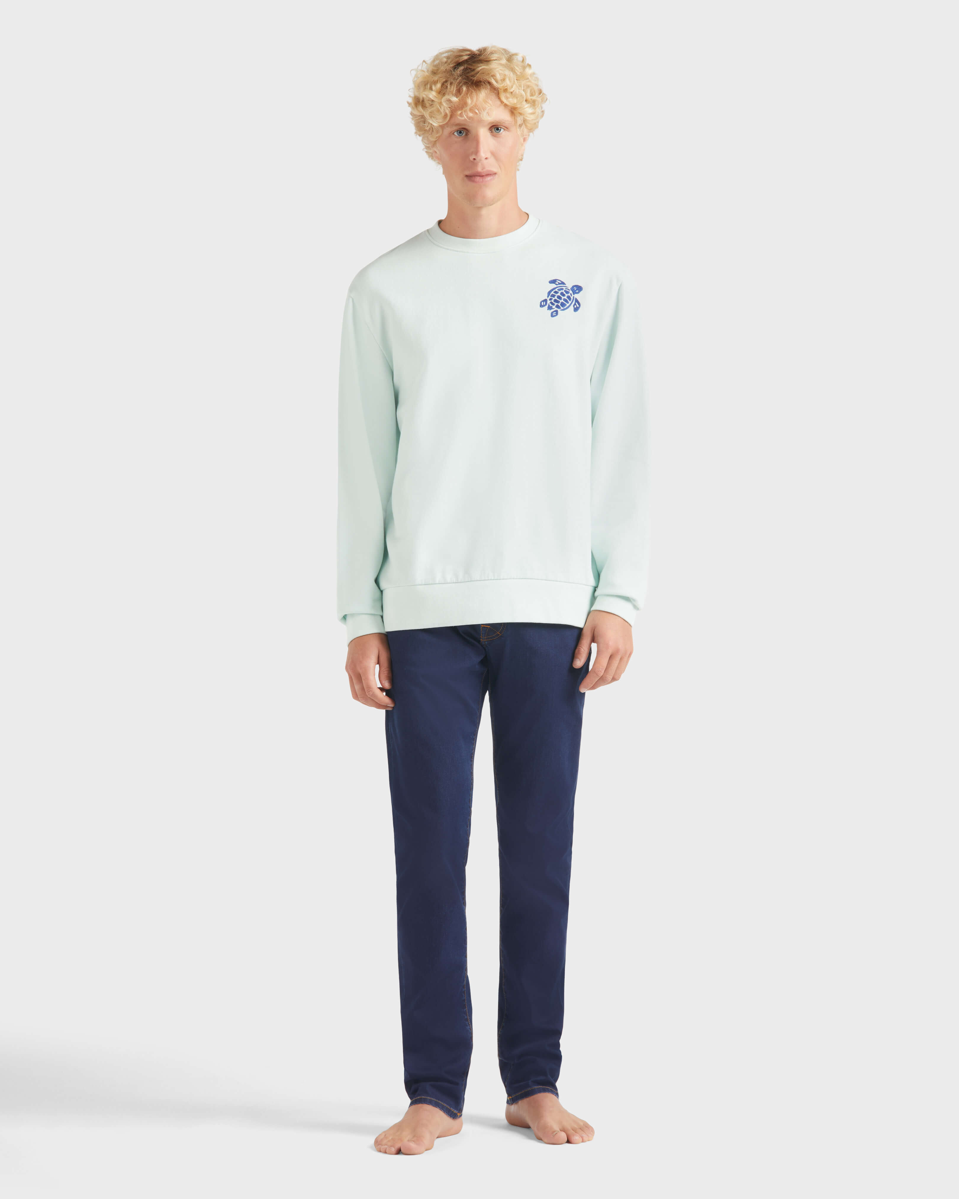 Men Crewneck Organic Cotton Sweatshirt Turtle PACIFIC frontworn view