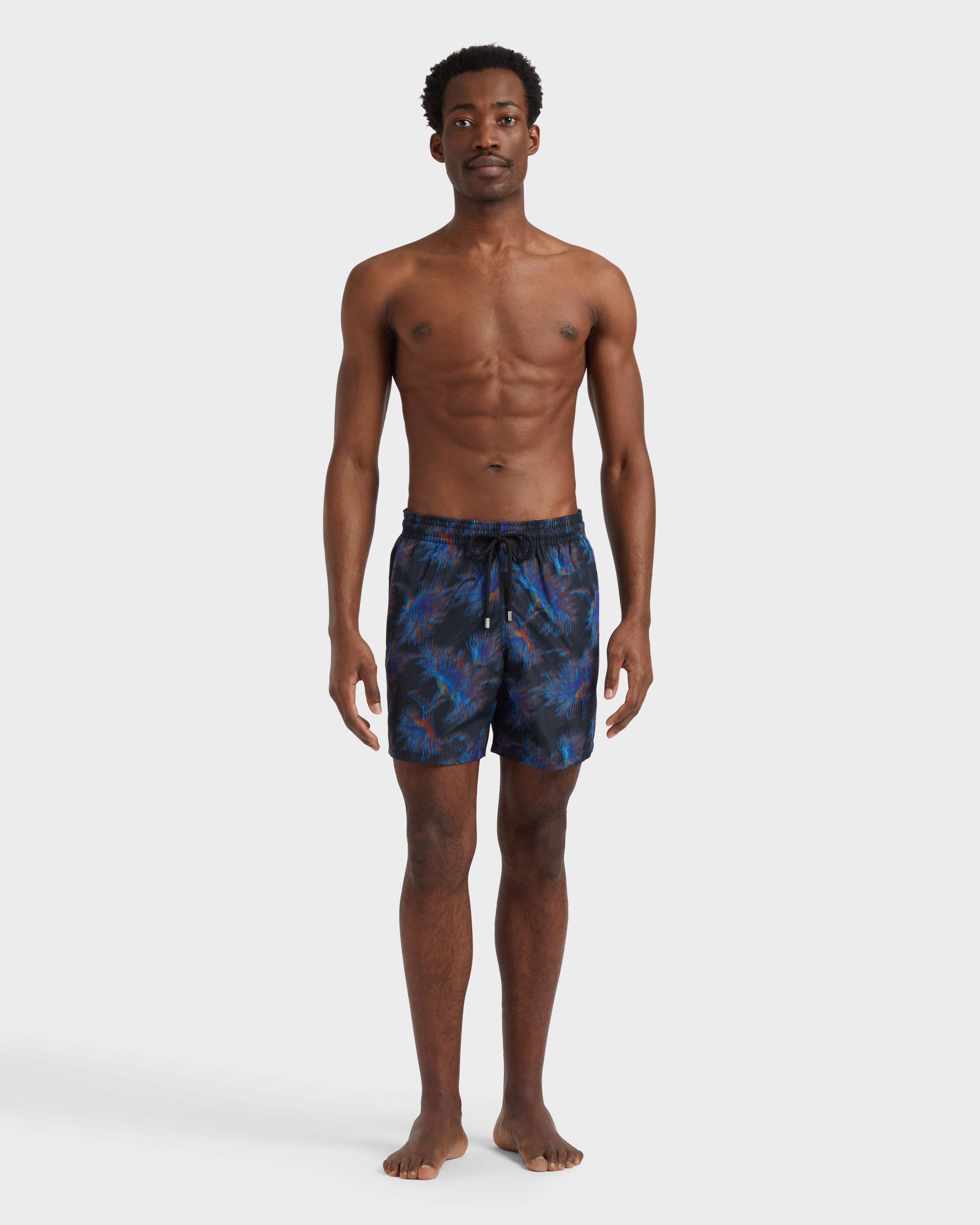 Men Silk Swim Shorts Kyoto - Vilebrequin x Maison BUCOL BLACK frontworn view