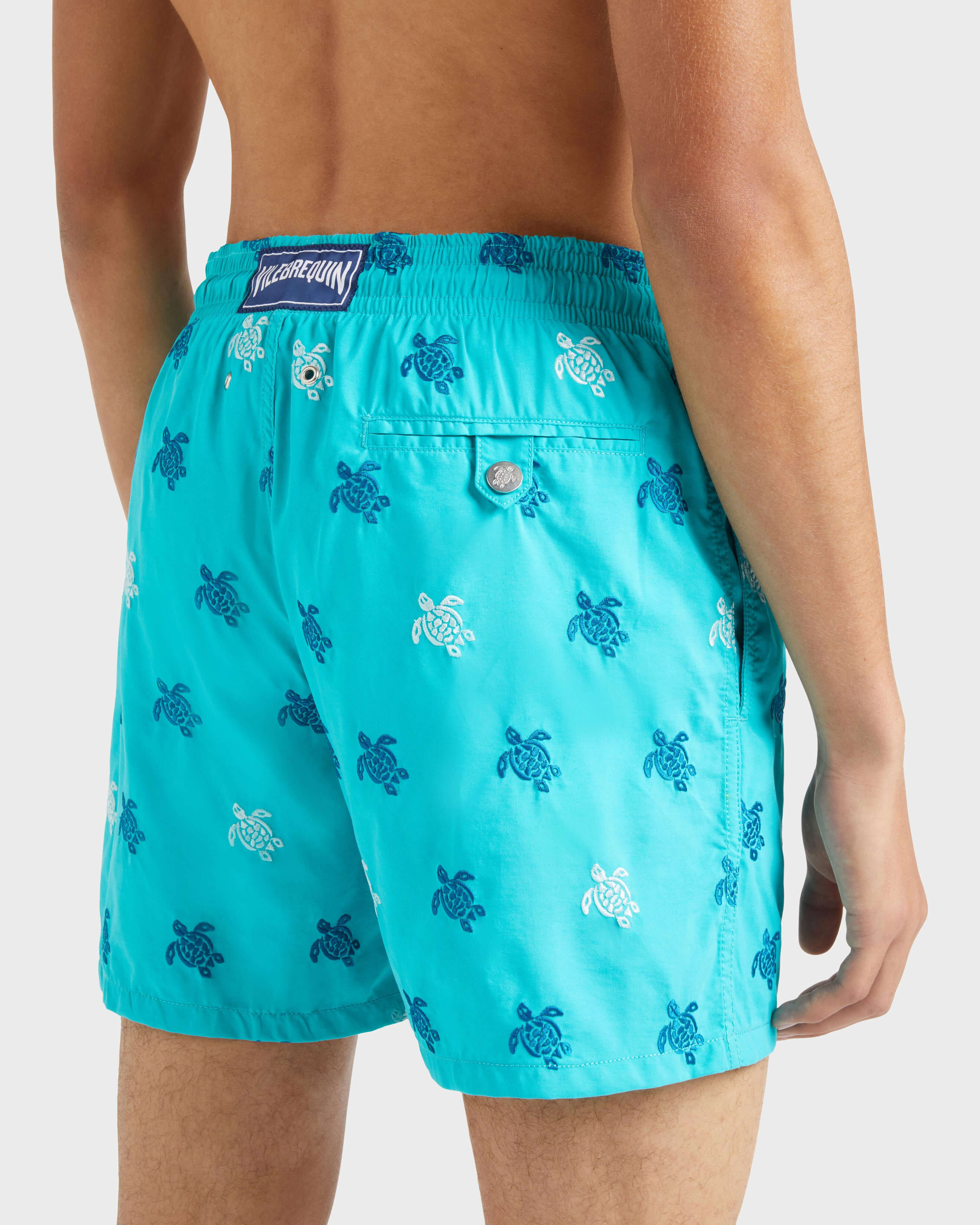 Men Swim Trunks Embroidered Micro Ronde des Tortues Diagonale - Limited Edition DISCO GREEN supp2 view