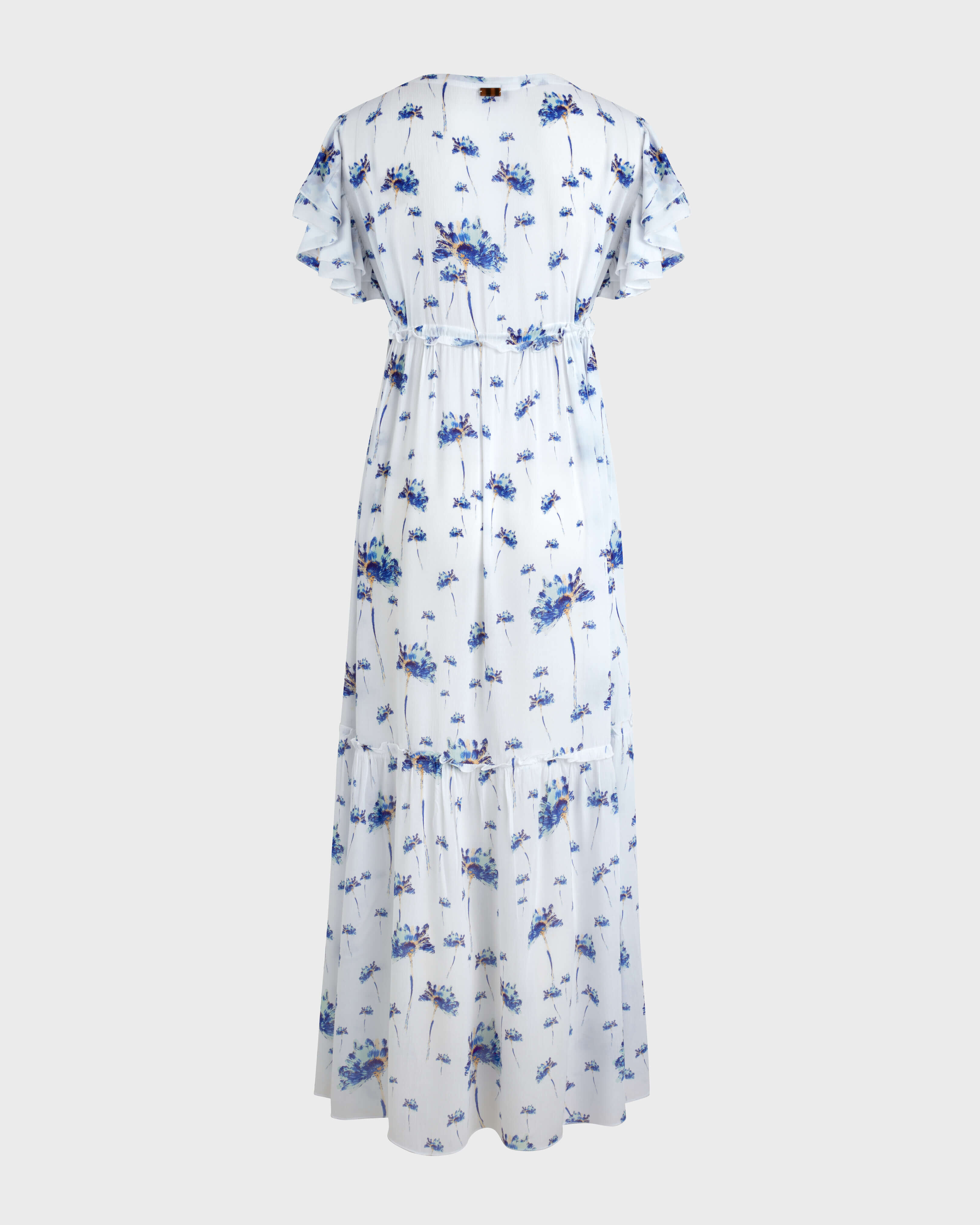 Women Long Viscose Dress Herbier OFF WHITE back view