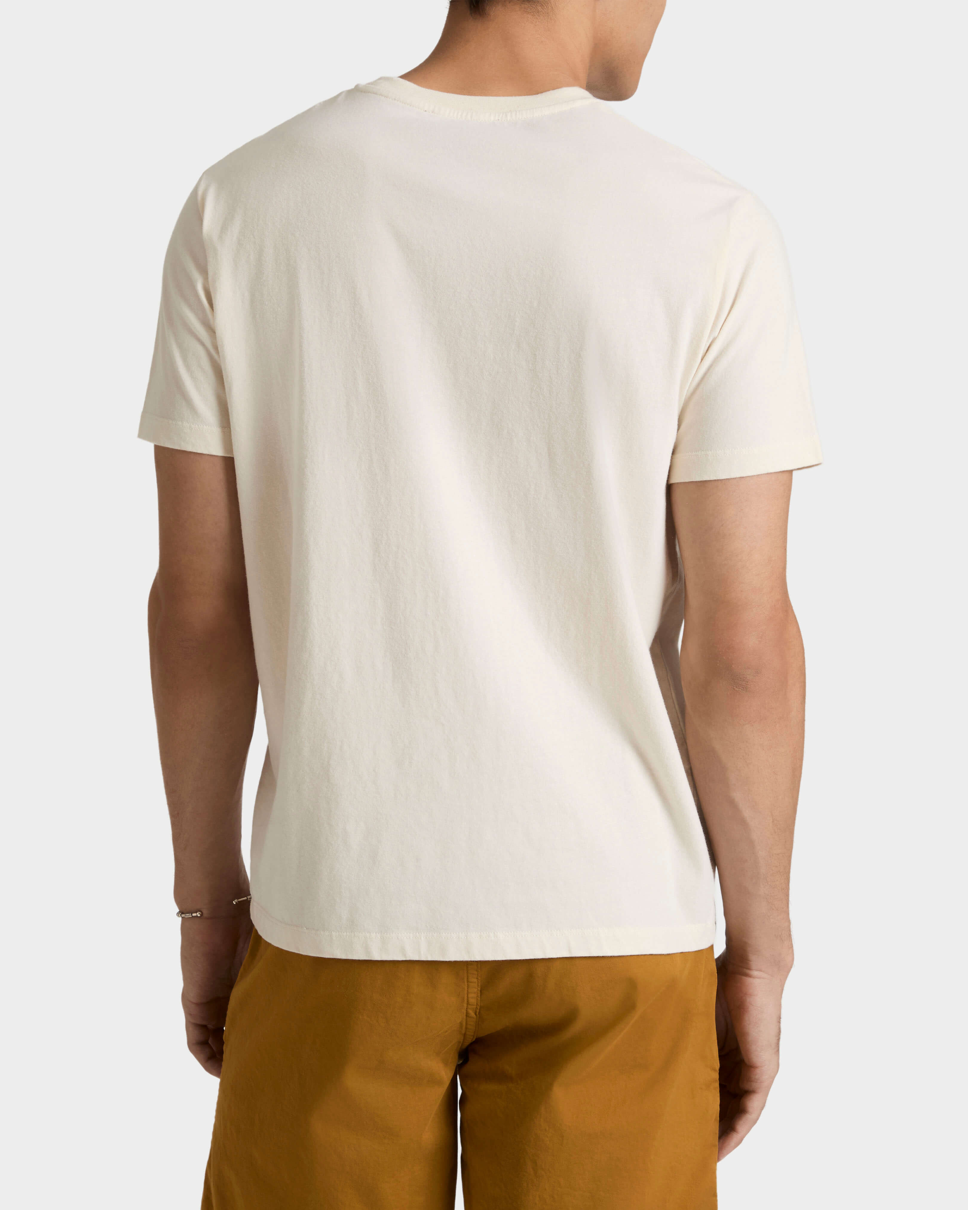 Camiseta de algodón orgánico con bordado Big Turtle para hombre OFF WHITE backworn view