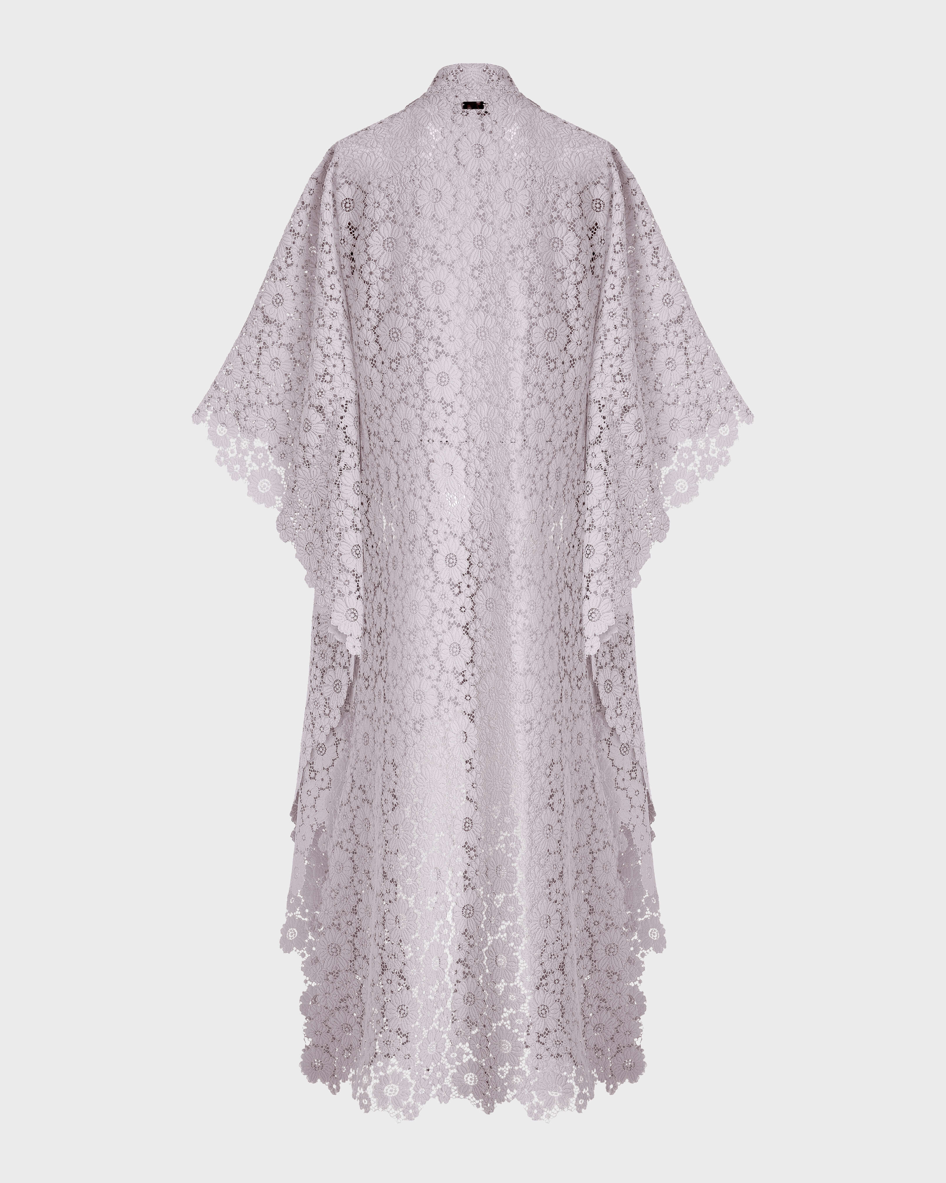 Women Guipure Kimono Flowers Lace PETALE / PINK back view