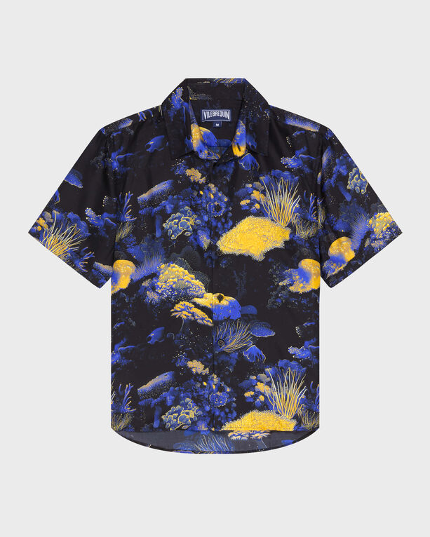 Vilebrequin - Men Silk Bowling Shirt Coral Reef - Shirt - Courbis - Black - Size M