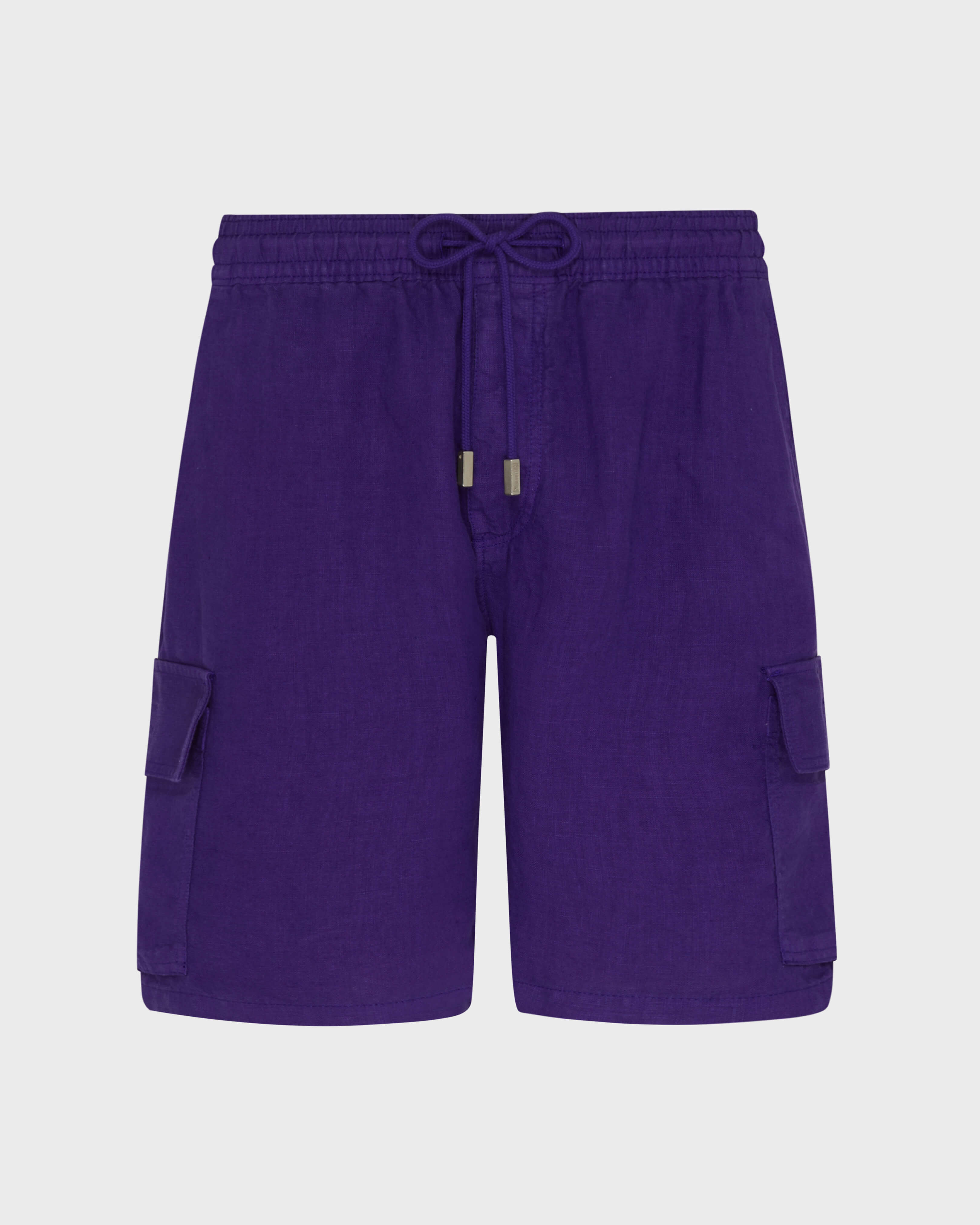 Bermudas de lino para hombre con bolsillos cargo VIOLETTE front view