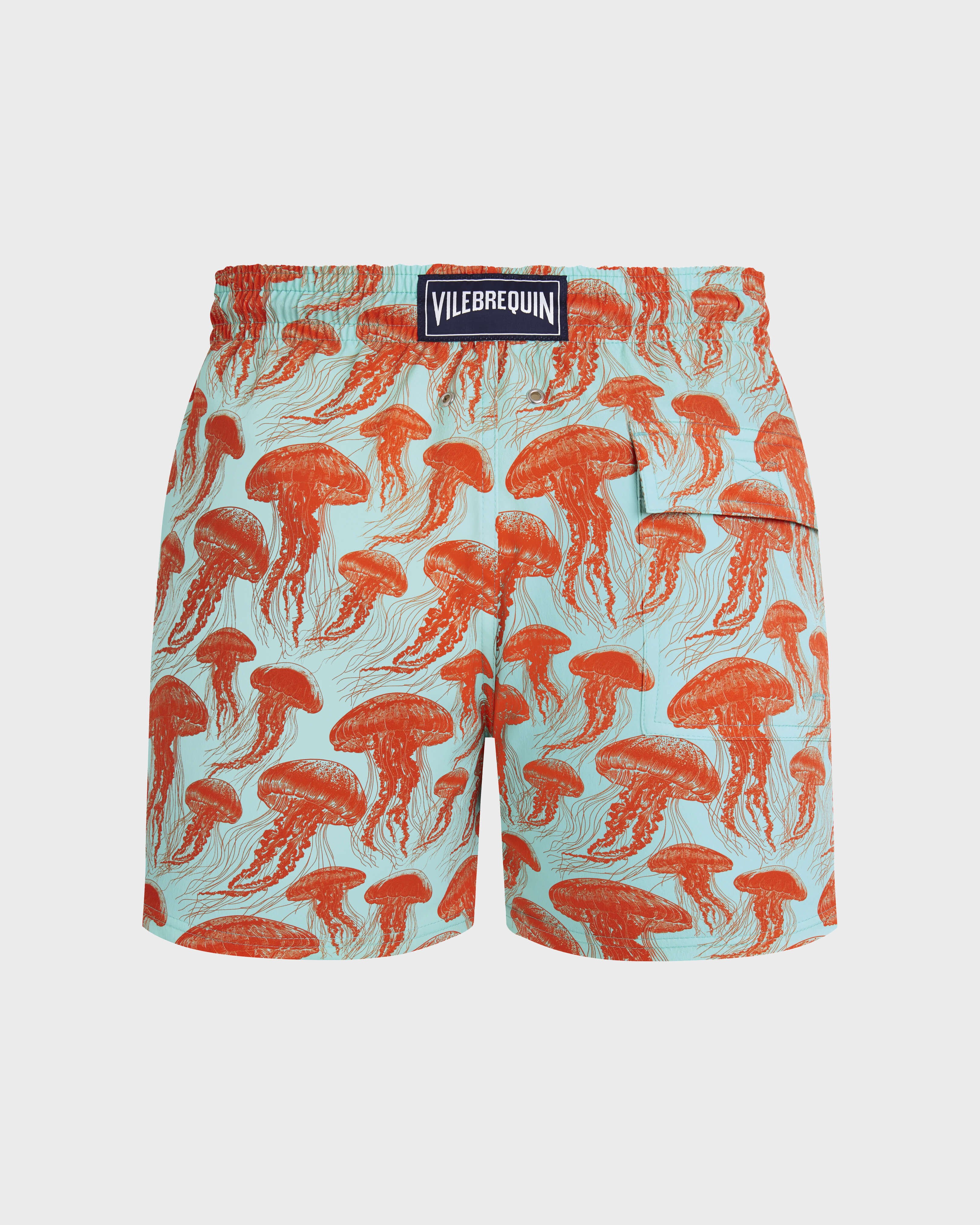Men Stretch Short Swim Shorts Jellyfish Dance CARIBBEAN back view