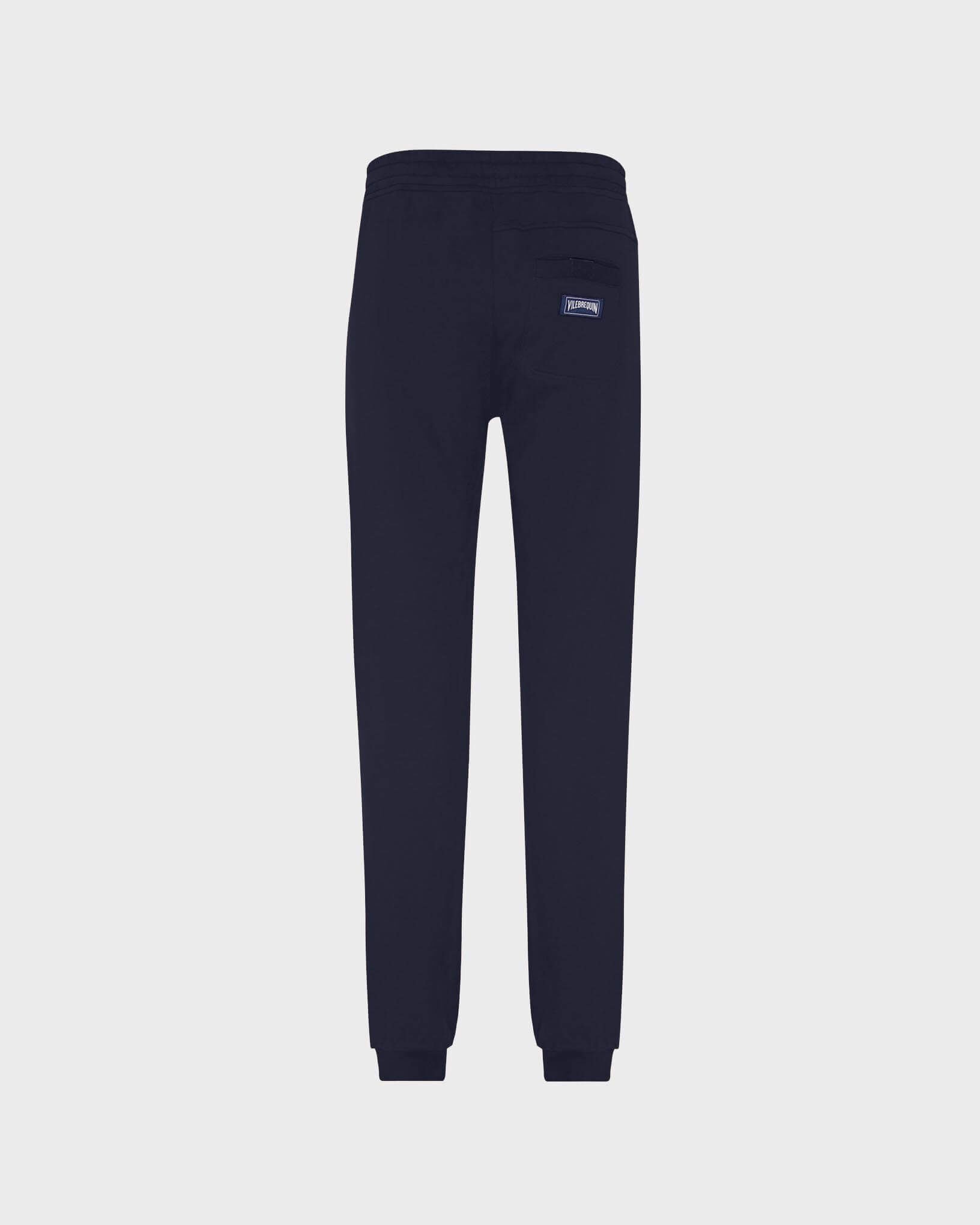 Pantaloni da jogging uomo in cotone tinta unita BLU MARINE back view