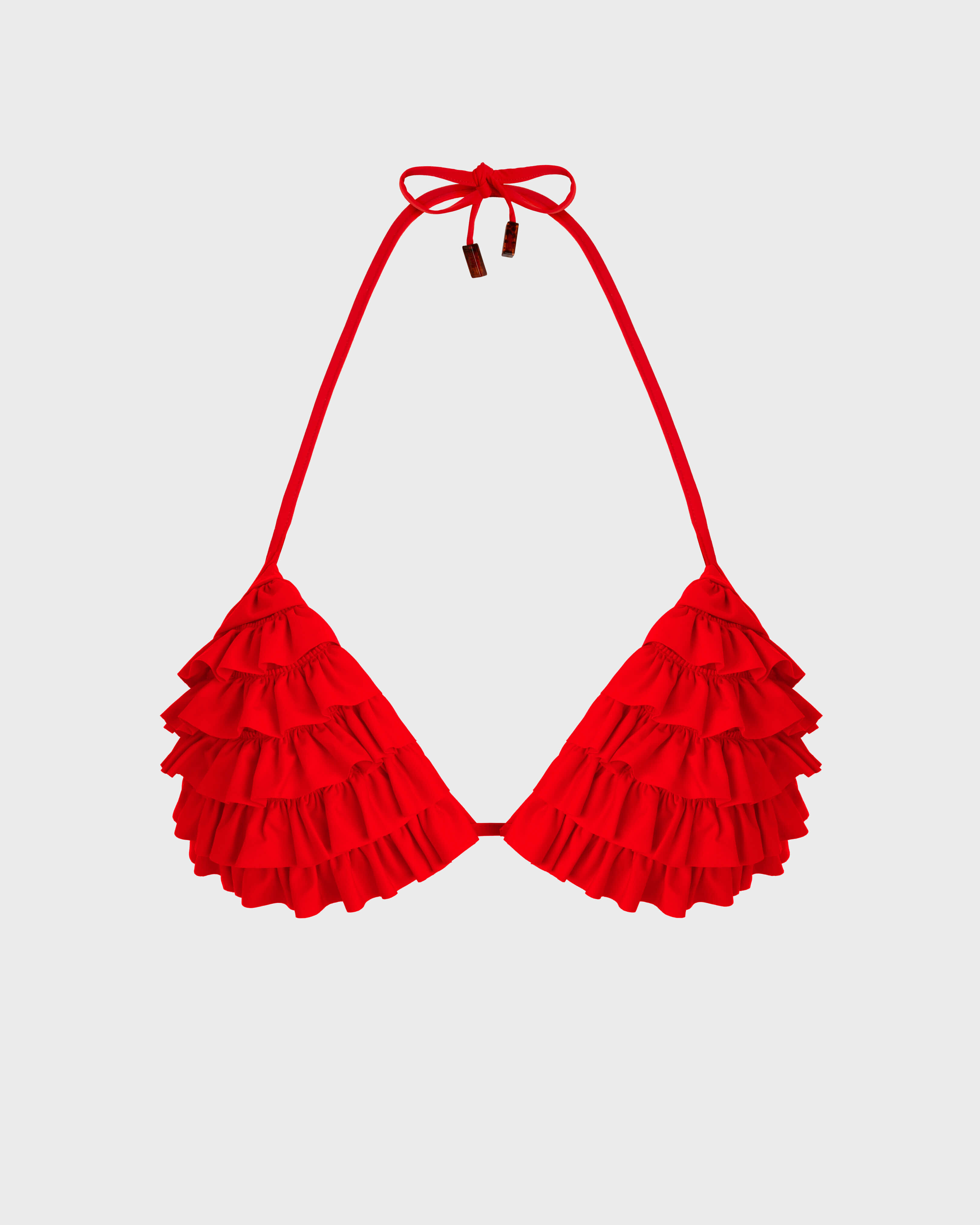 Women Triangle Bikini Top Solid POPPY RED front view