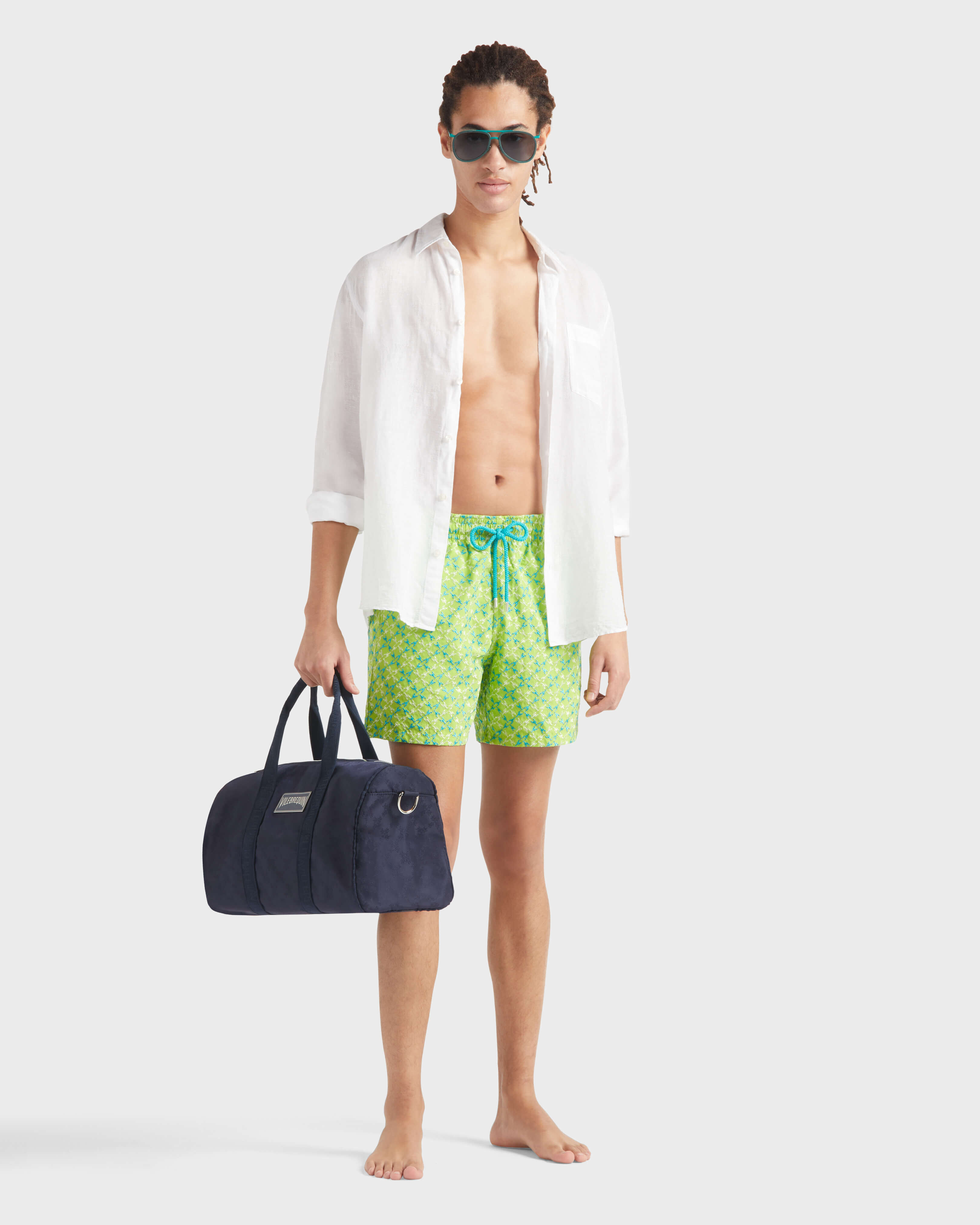 Men Swim Trunks Embroidered Homard Pixel - Limited Edition LIME supp1 view