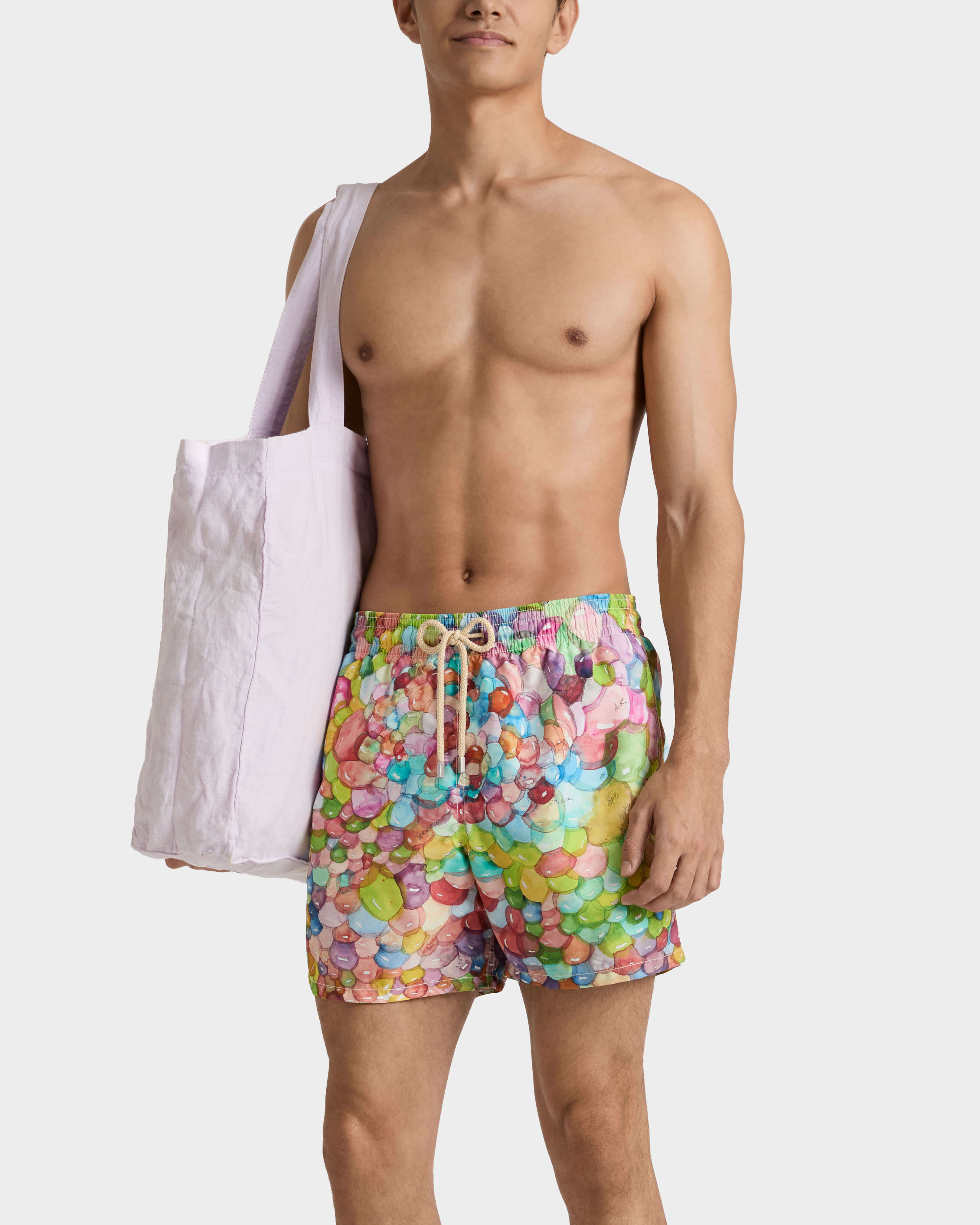 Bañador con estampado Multi Bubbles para hombre - VBQ x Fabrice Hyber PAPIER frontworn view