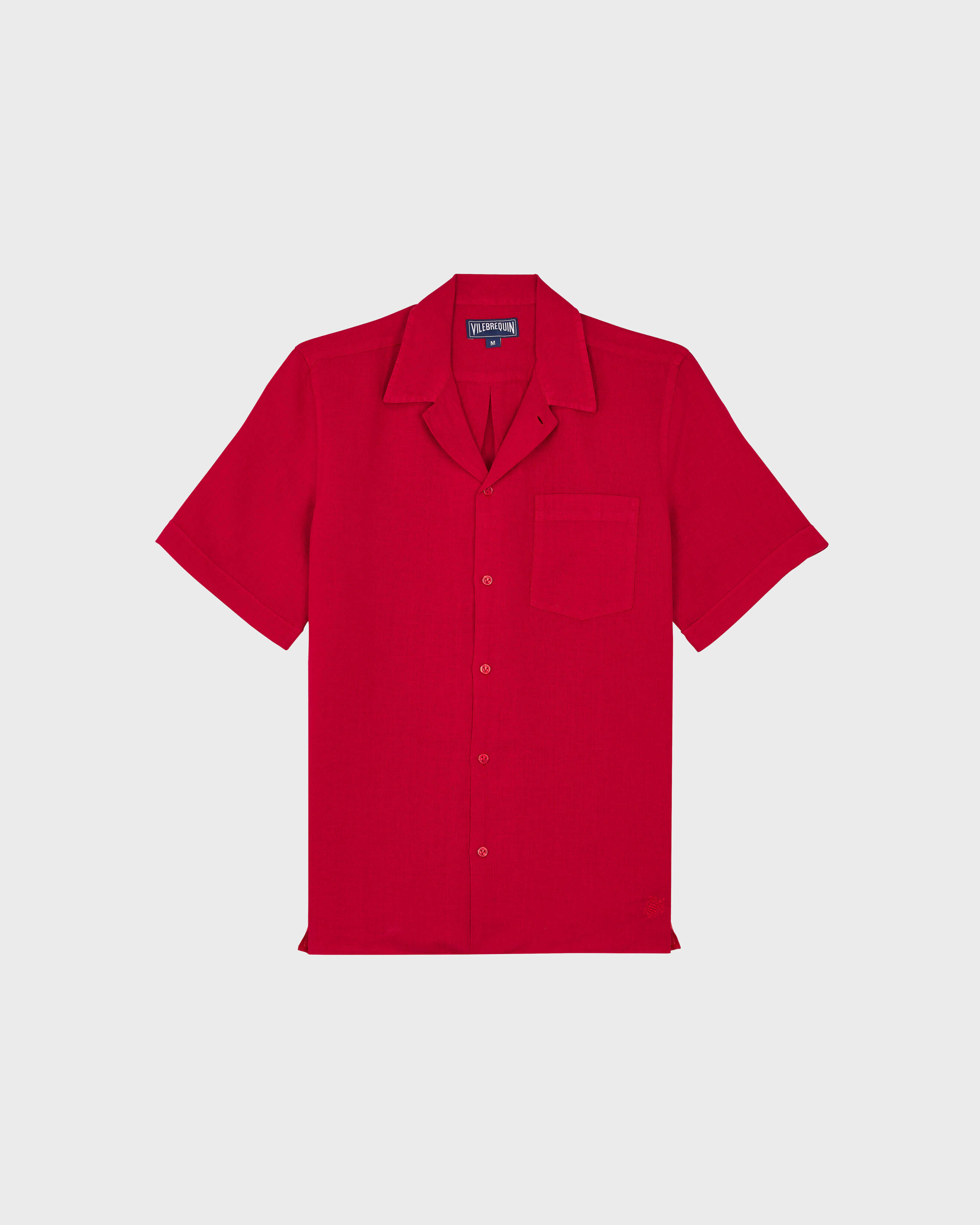 Camisa de bolos de lino de color liso para hombre MOULIN ROUGE front view