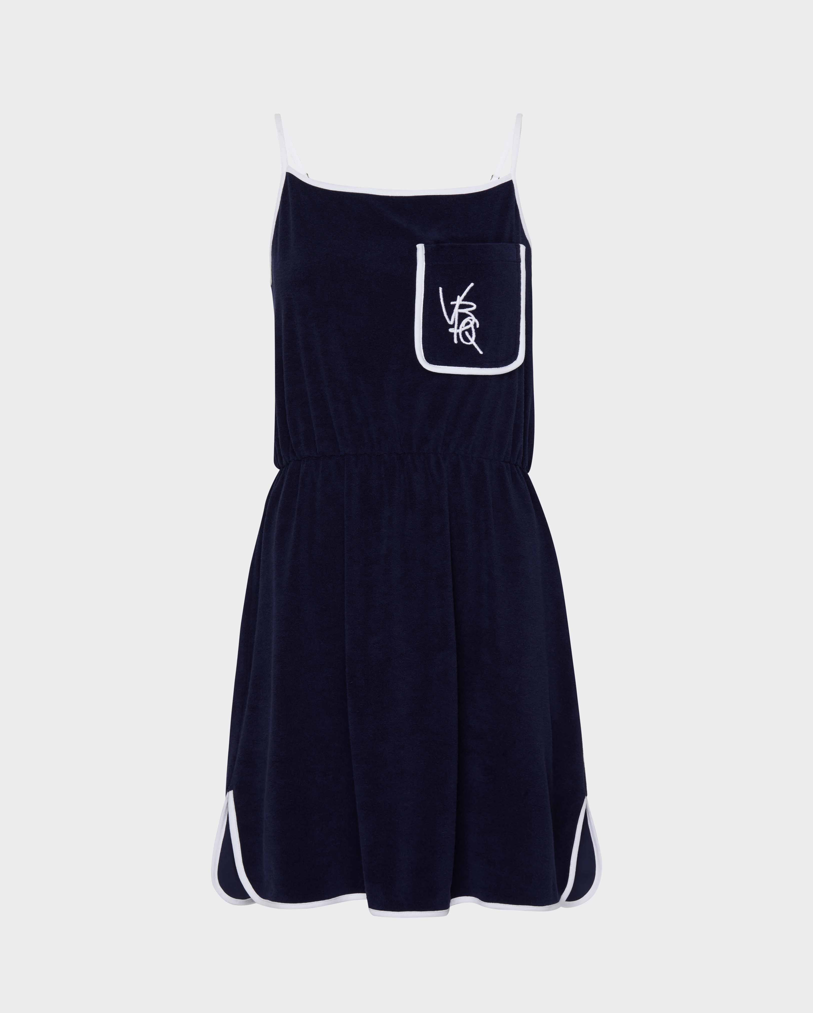 Women Terry Tank Dress VBQ Line NAVY front view