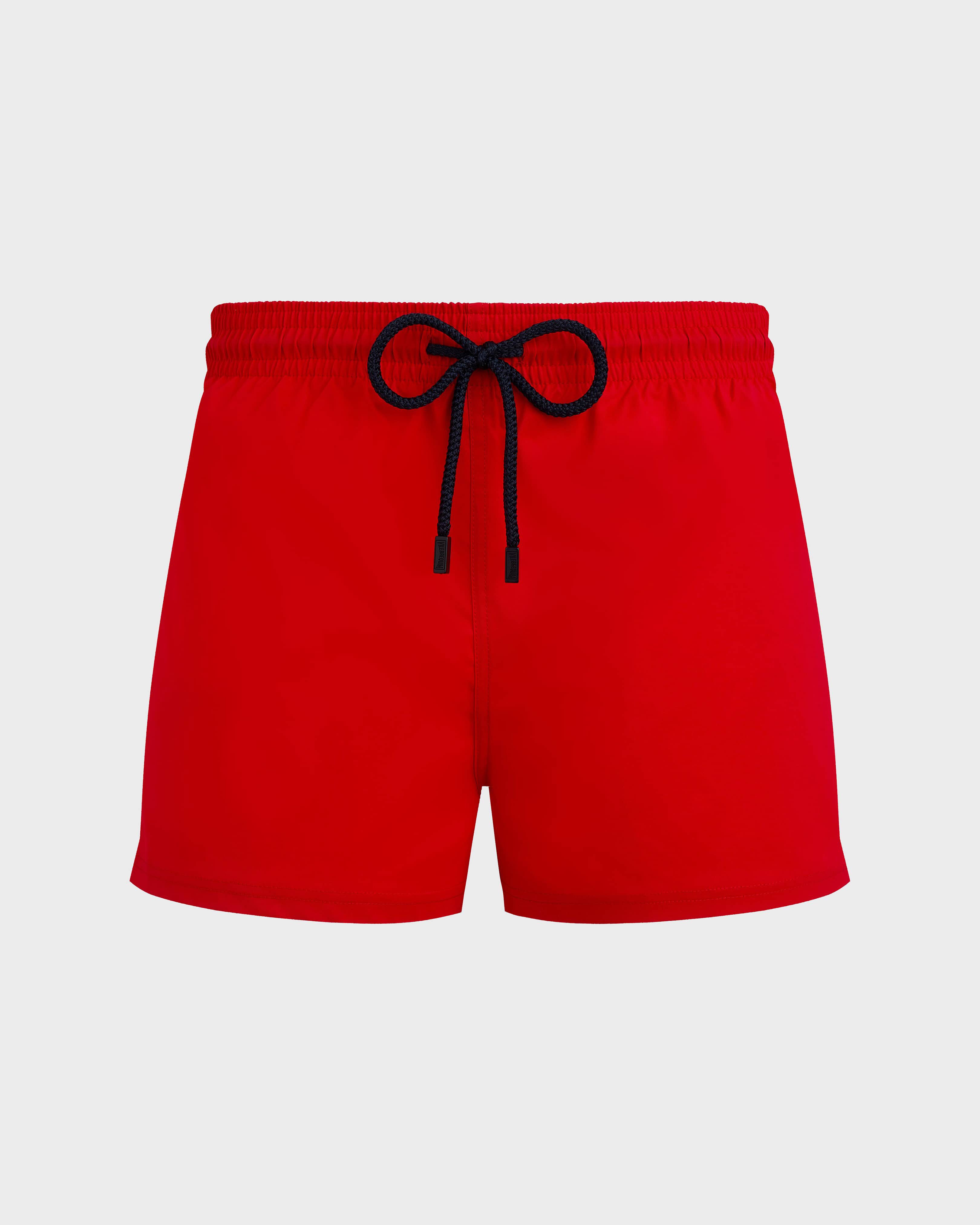 Men Swimwear Short and Fitted Stretch Solid MEDICIS RED front view