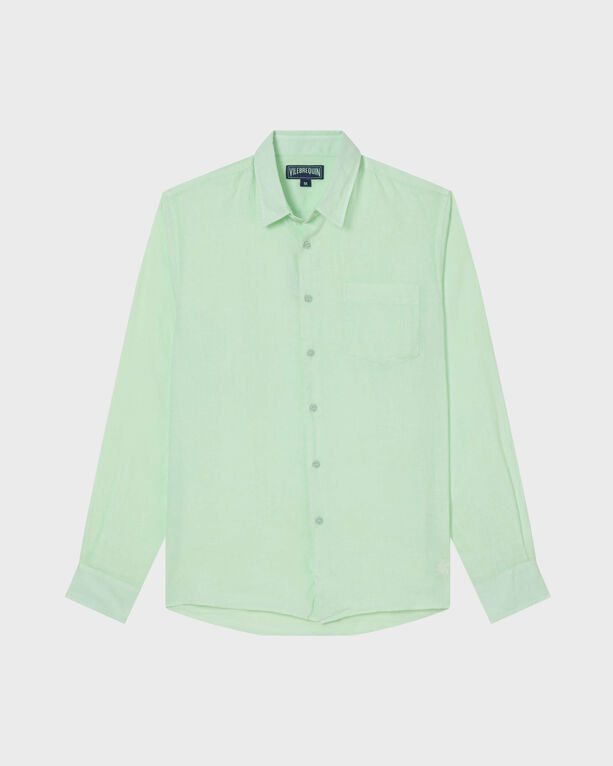 Vilebrequin - Men Linen Mineral Dye Shirt - Shirt - Caroubis - Green - Size S
