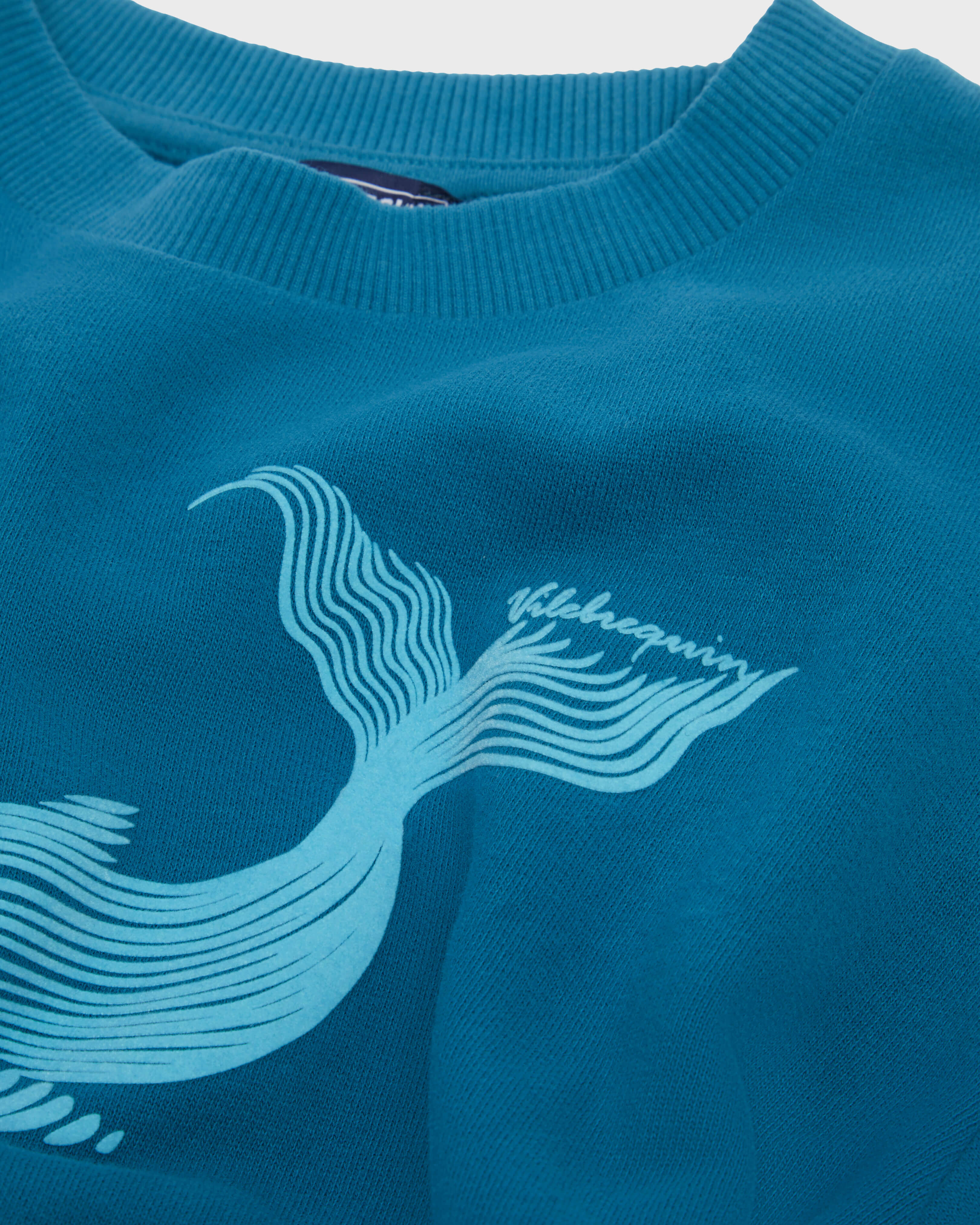 Kids Crewneck Cotton Sweatshirt Placed Whale PEACOCK look1 view