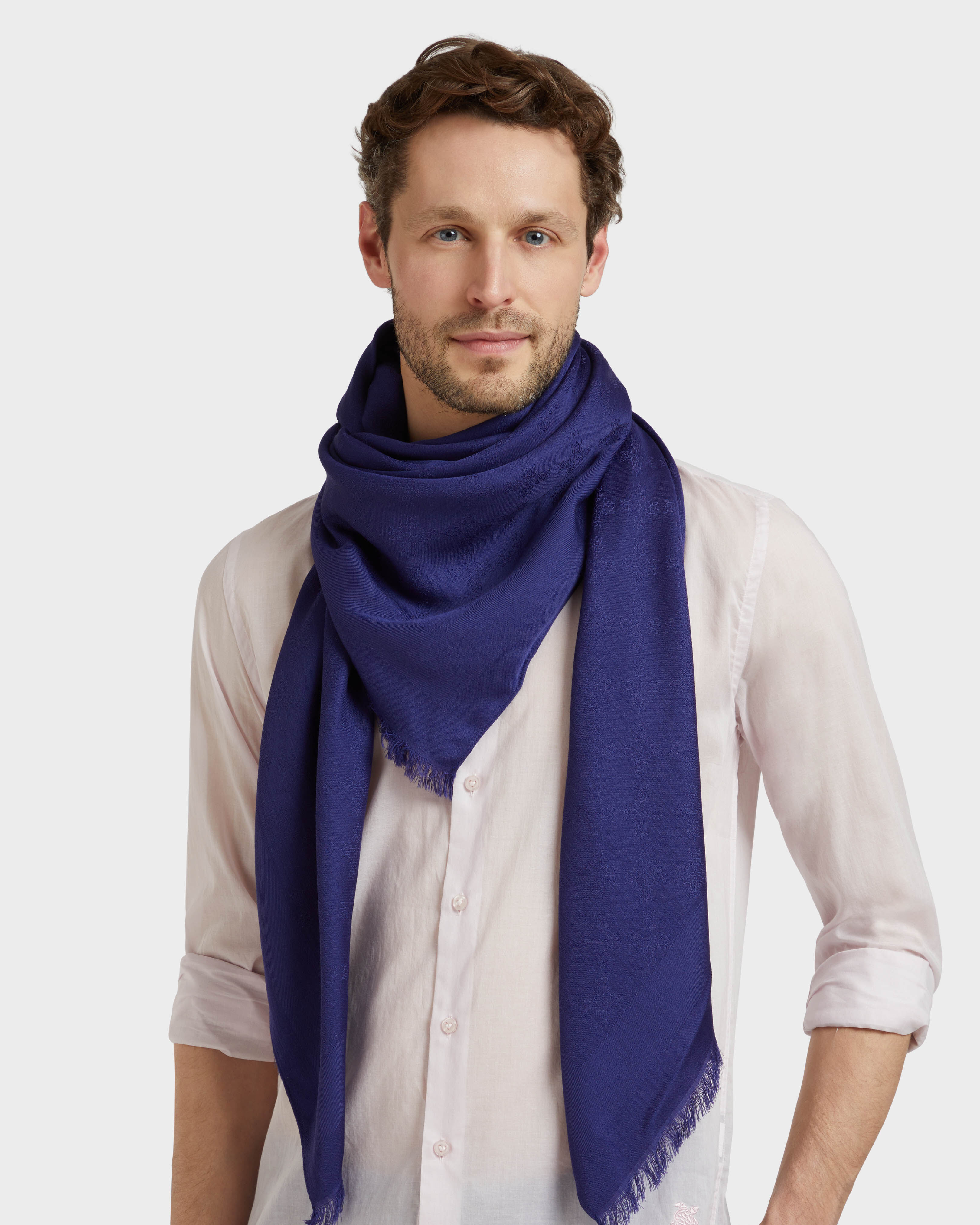 Turtle Monogram Scarf MIDNIGHT frontworn view