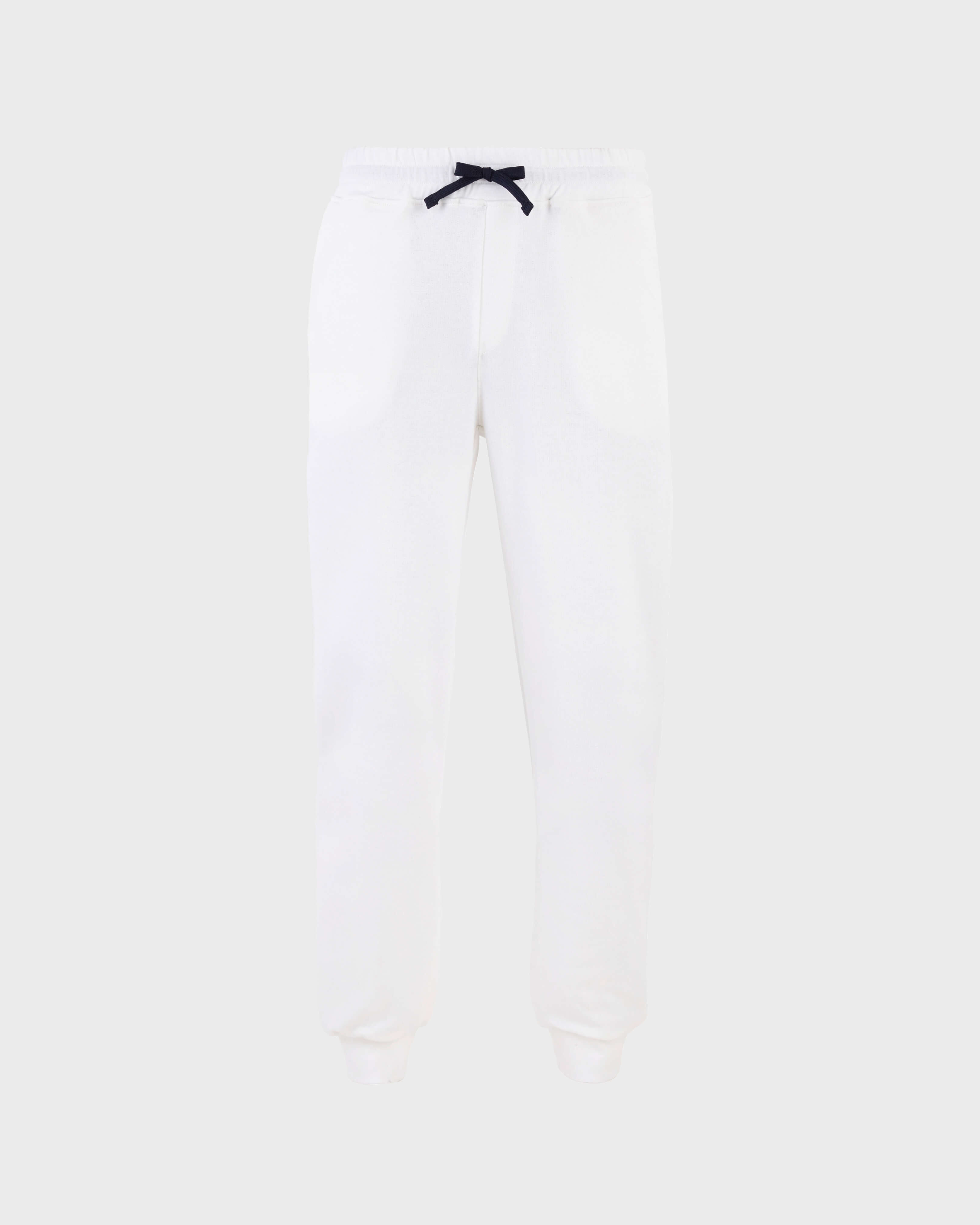 Men Jogger Cotton Pants Solid OFF WHITE front view