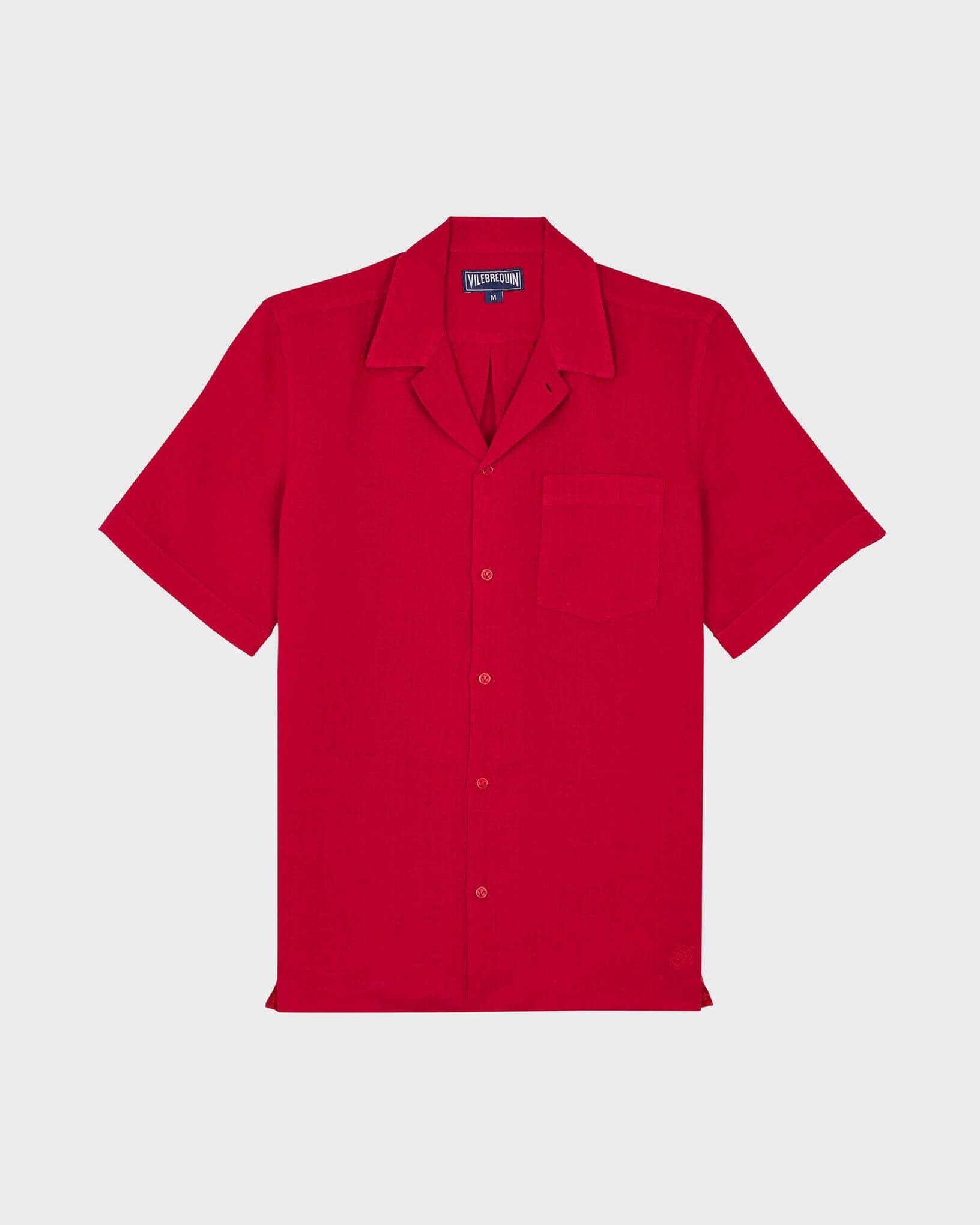 Men Bowling Linen Shirt Solid MOULIN ROUGE front view
