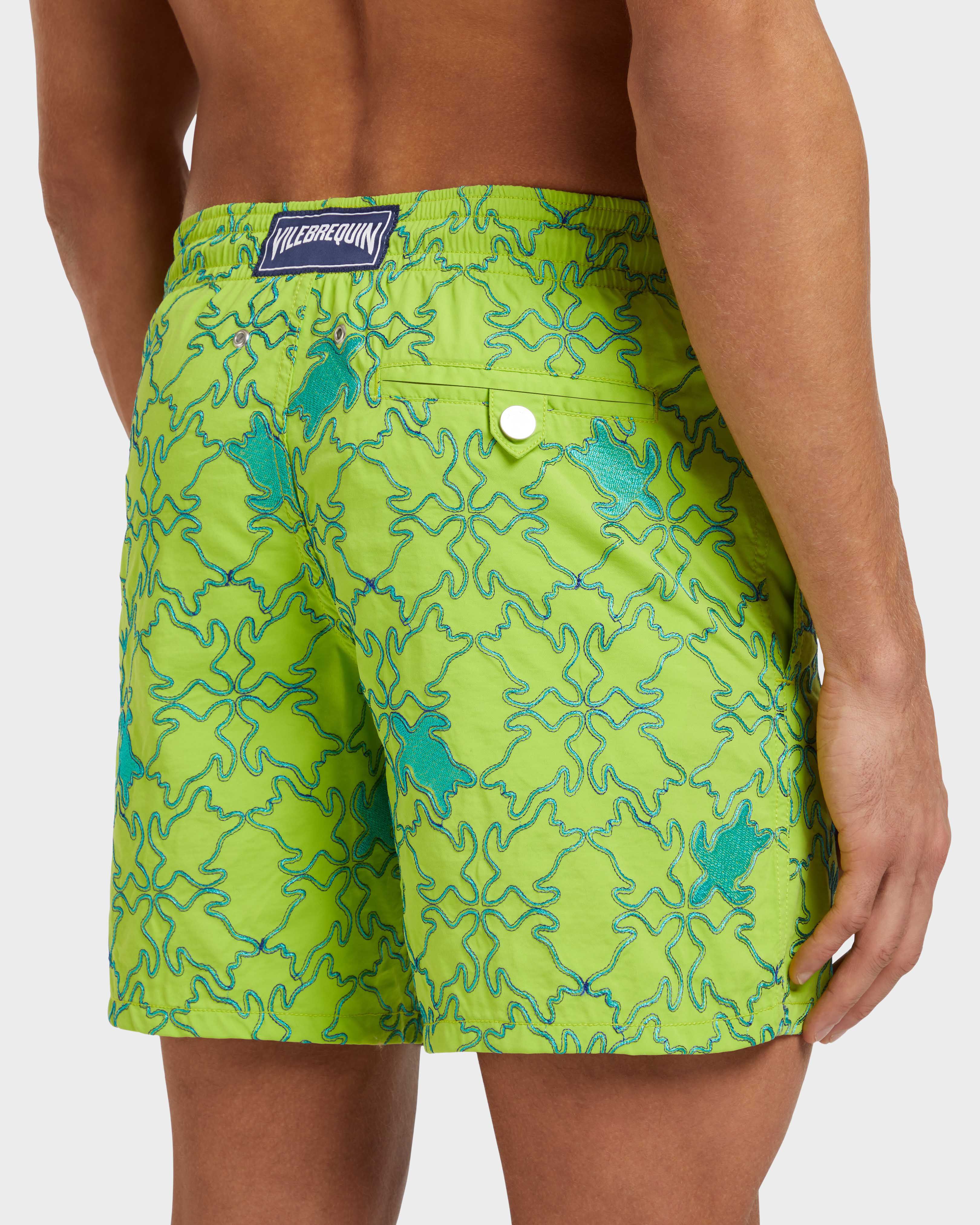 Men Swim Shorts Embroidered Turtles Net - Limited Edition LIME supp2 view