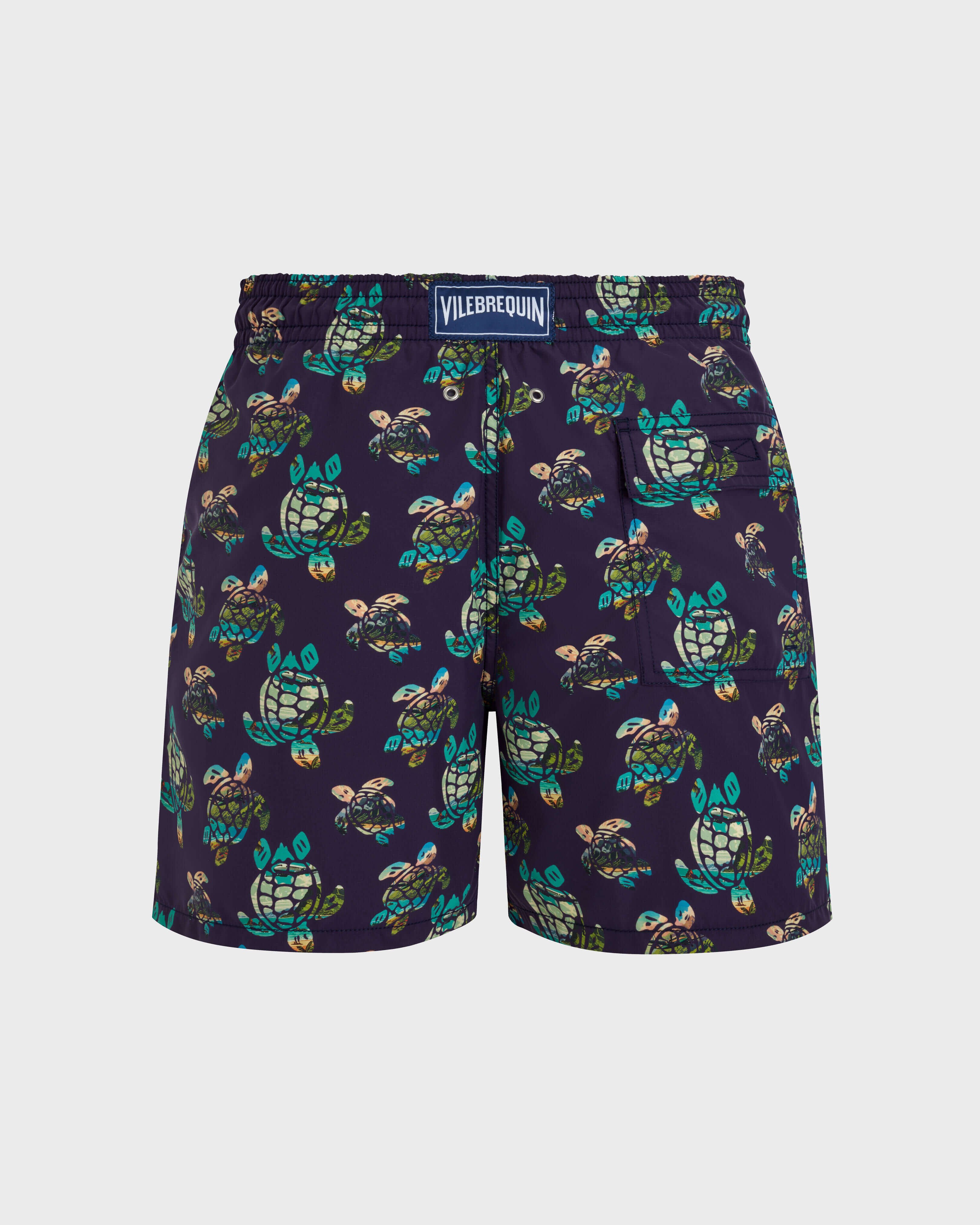 Men Swim Shorts Landscape Turtles MIDNIGHT back view