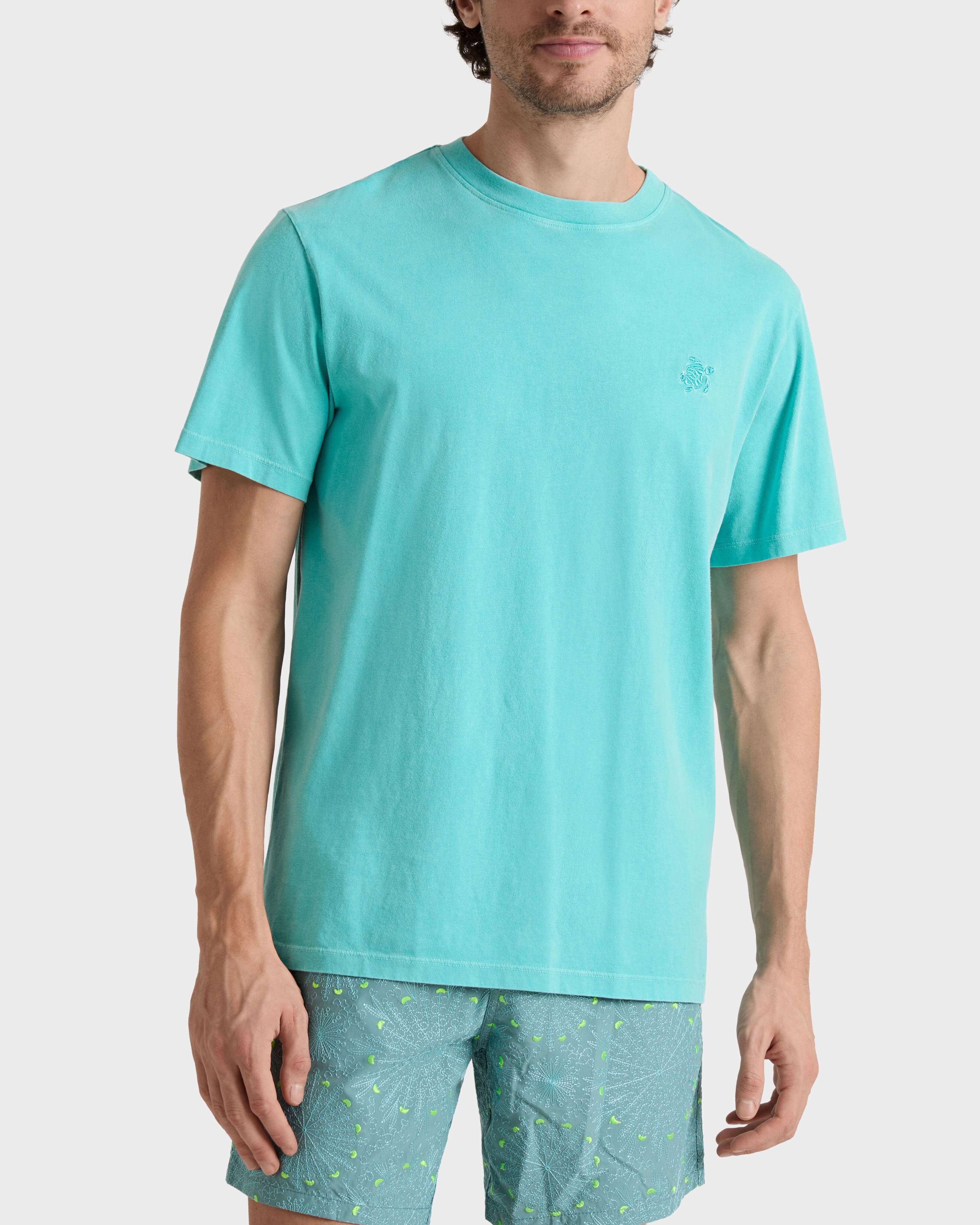 T-Shirt aus mineralgefärbter Baumwolle für Herren AVENTURINE frontworn view