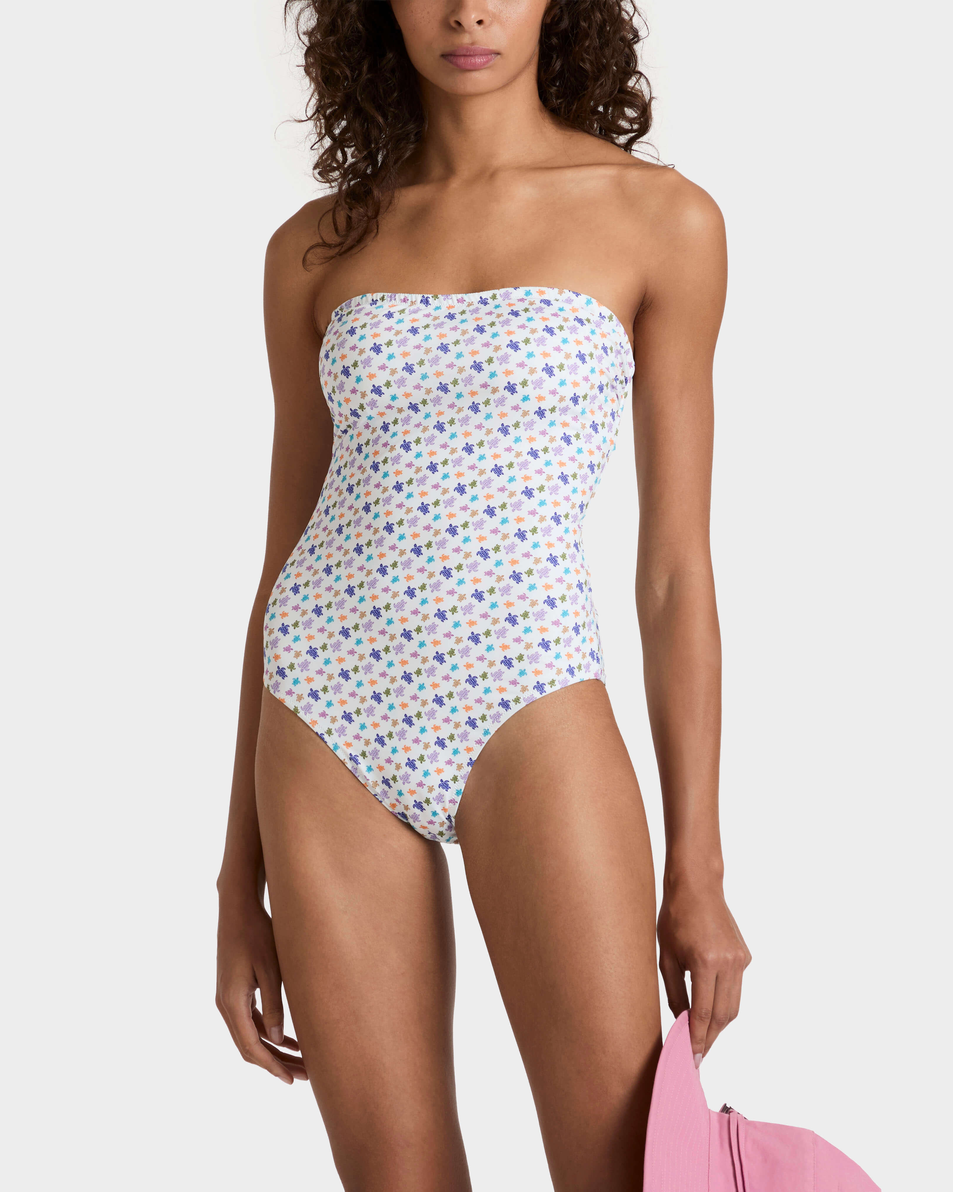 Costume intero donna con corpetto Micro Ronde des Tortues BIANCO frontworn view