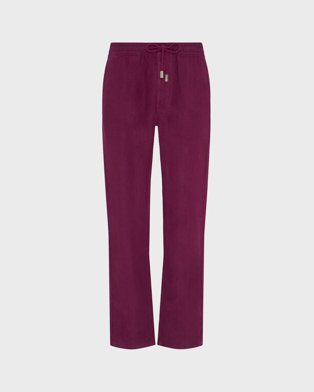 Vilebrequin - Men Linen Comfort Pants Solid - Pant - Pacha - Purple - Size XXXL