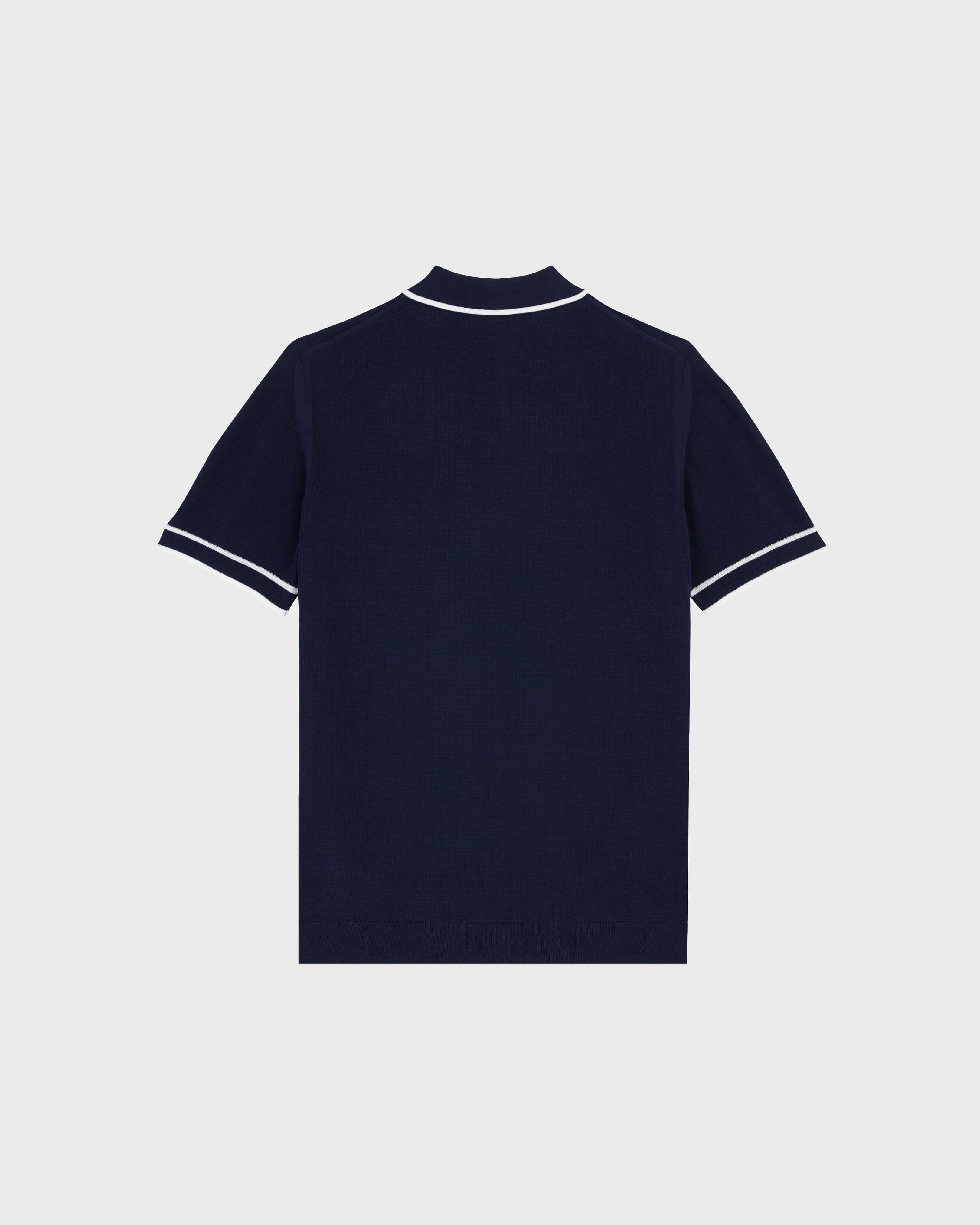 Polo en coton tricoté homme uni BLEU MARINE back view