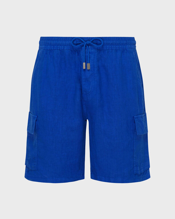 Vilebrequin - Men Linen Bermuda Shorts Cargo Pockets - Bermuda - Baie - Blue - Size M