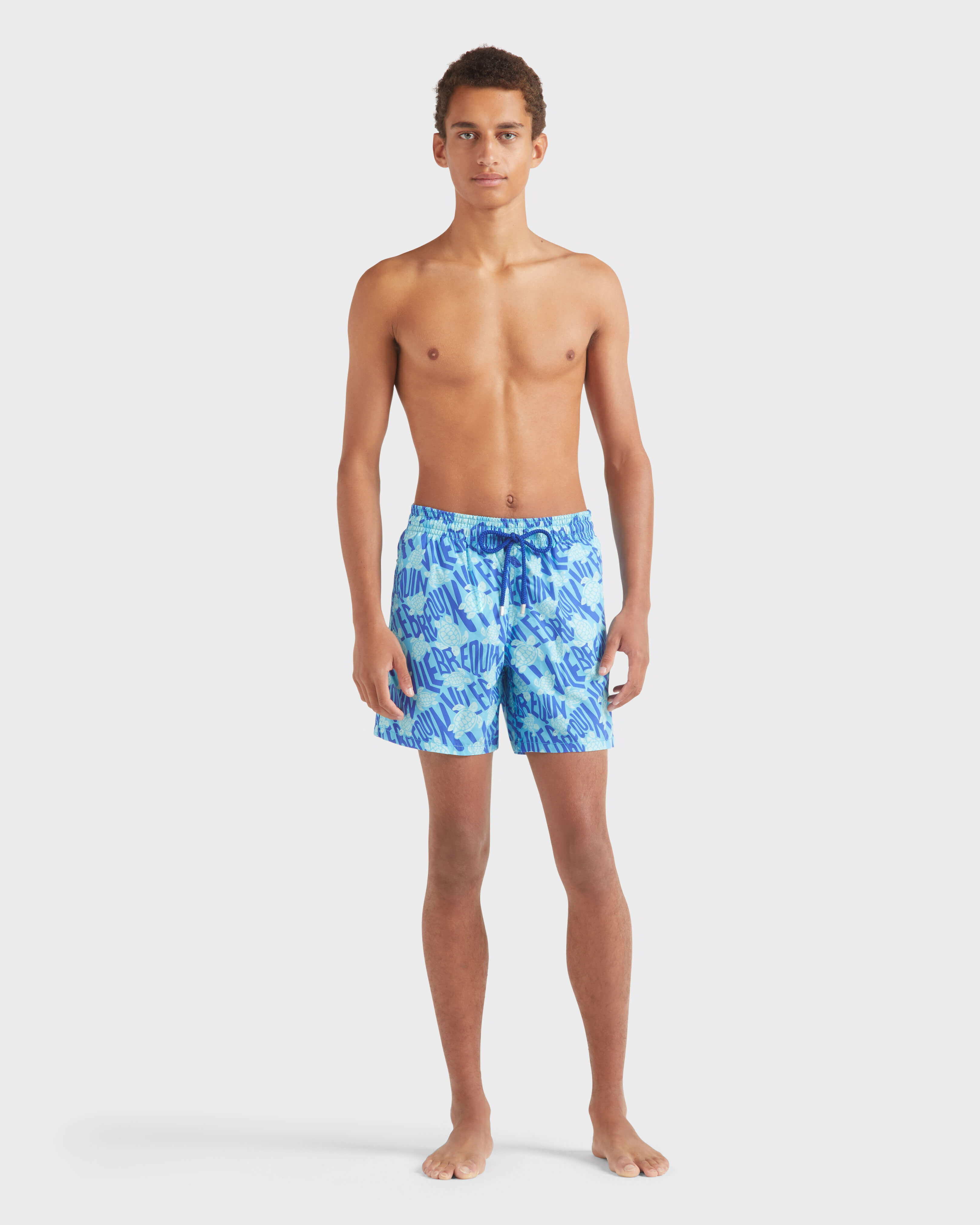 Men Swim Shorts Ronde des Tortues Logo BLUE TOPAZ frontworn view