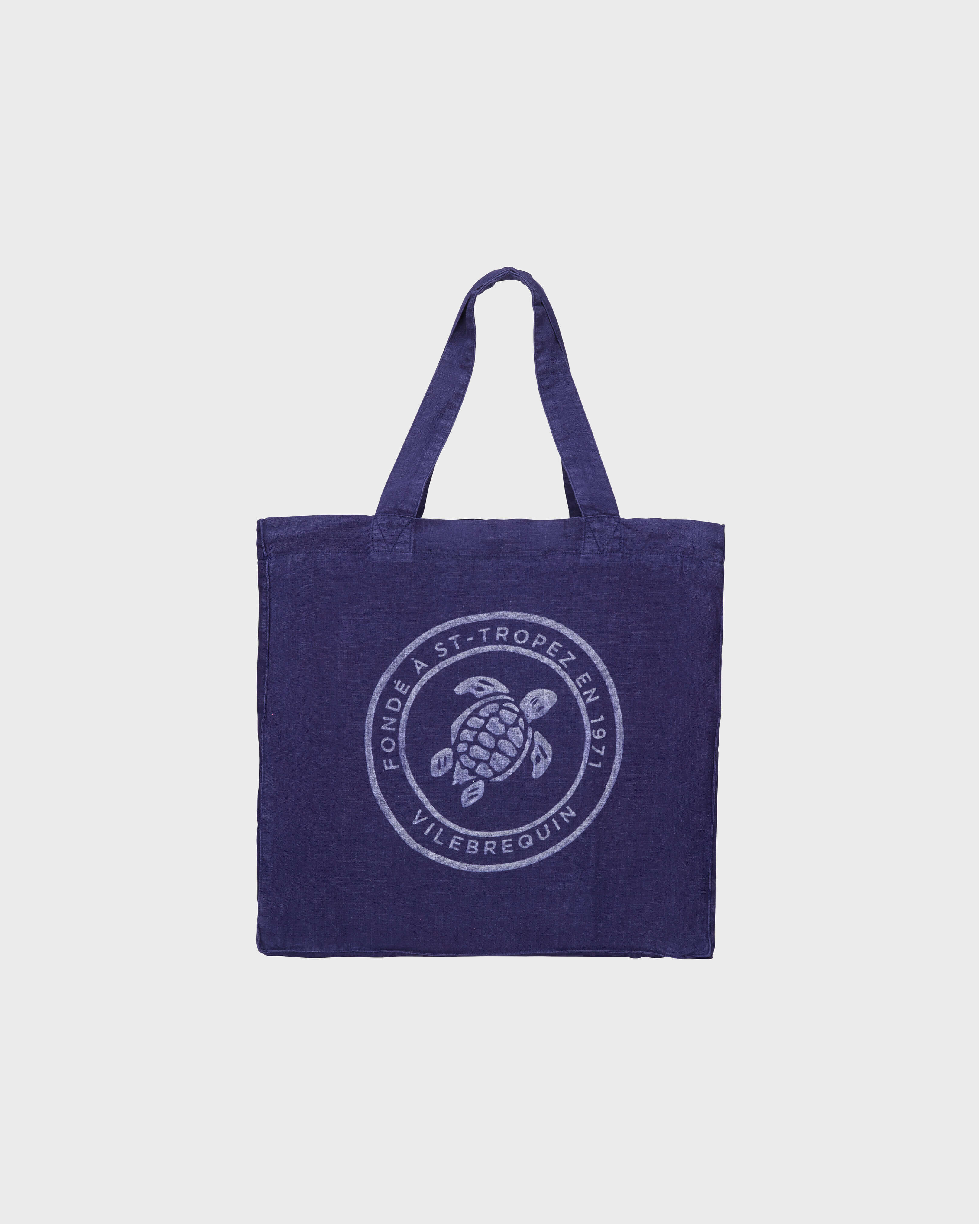 Sac de plage en lin Tortue MINUIT front view